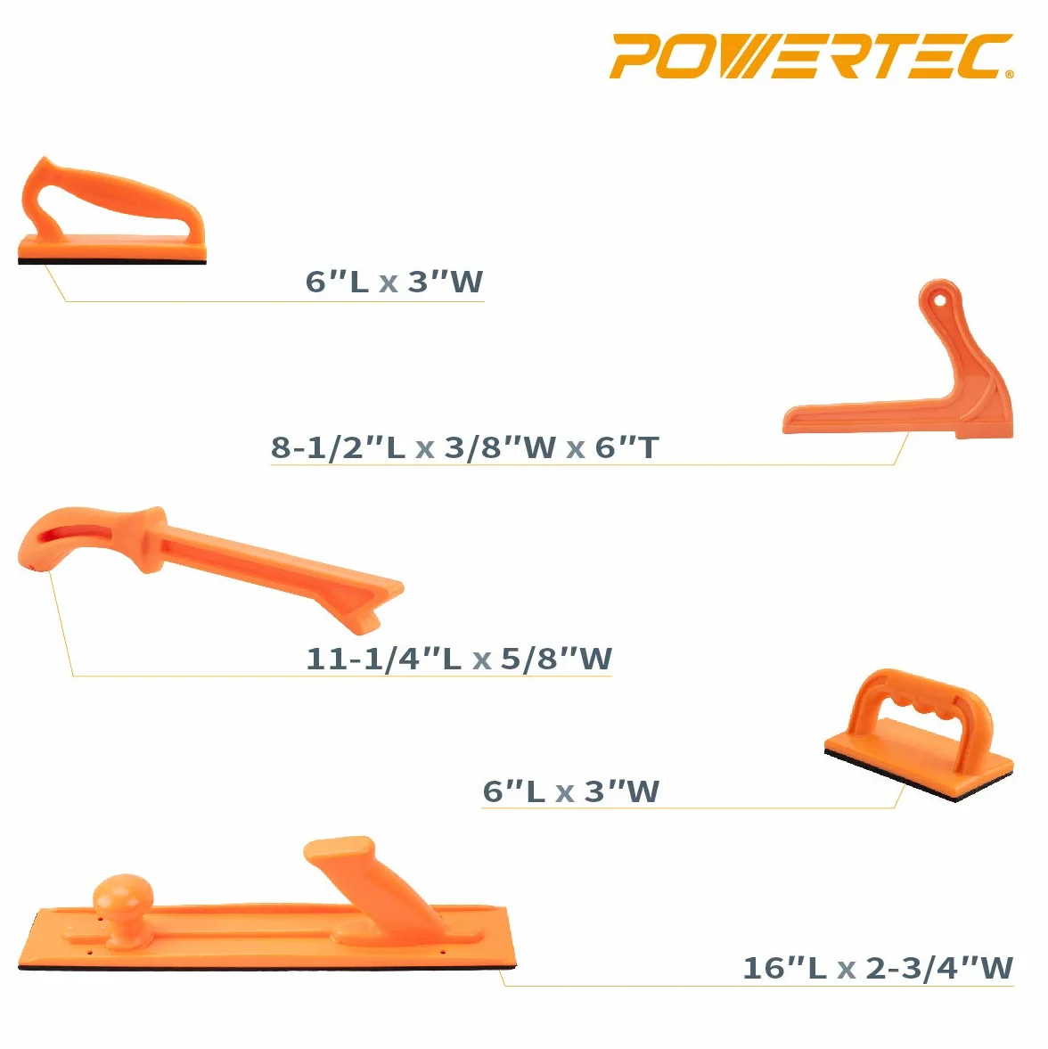 POWERTEC 71009 Safety Push Block and Stick Package, 5-Piece Sicherheits-Druckblock und -stock, Original Version