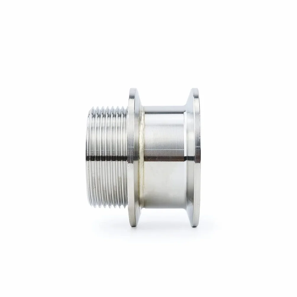 304SS Podwójny zacisk Tri Clamp z gwintem zewnętrznym Adapter sanitarny do Homebrew - łącznik rurowy DN32/DN40(With Nut,DN40x64mm-64mm)