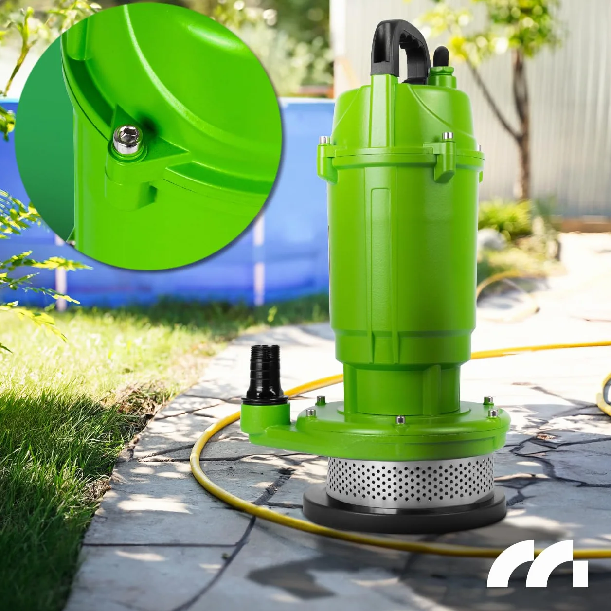 MalTec Pompa zatapialna do ścieków Pompa do czystej wody Pływak 12000 l/h 550W Zielony, Kabel 10m, Zanurzenie do 8m Ogród