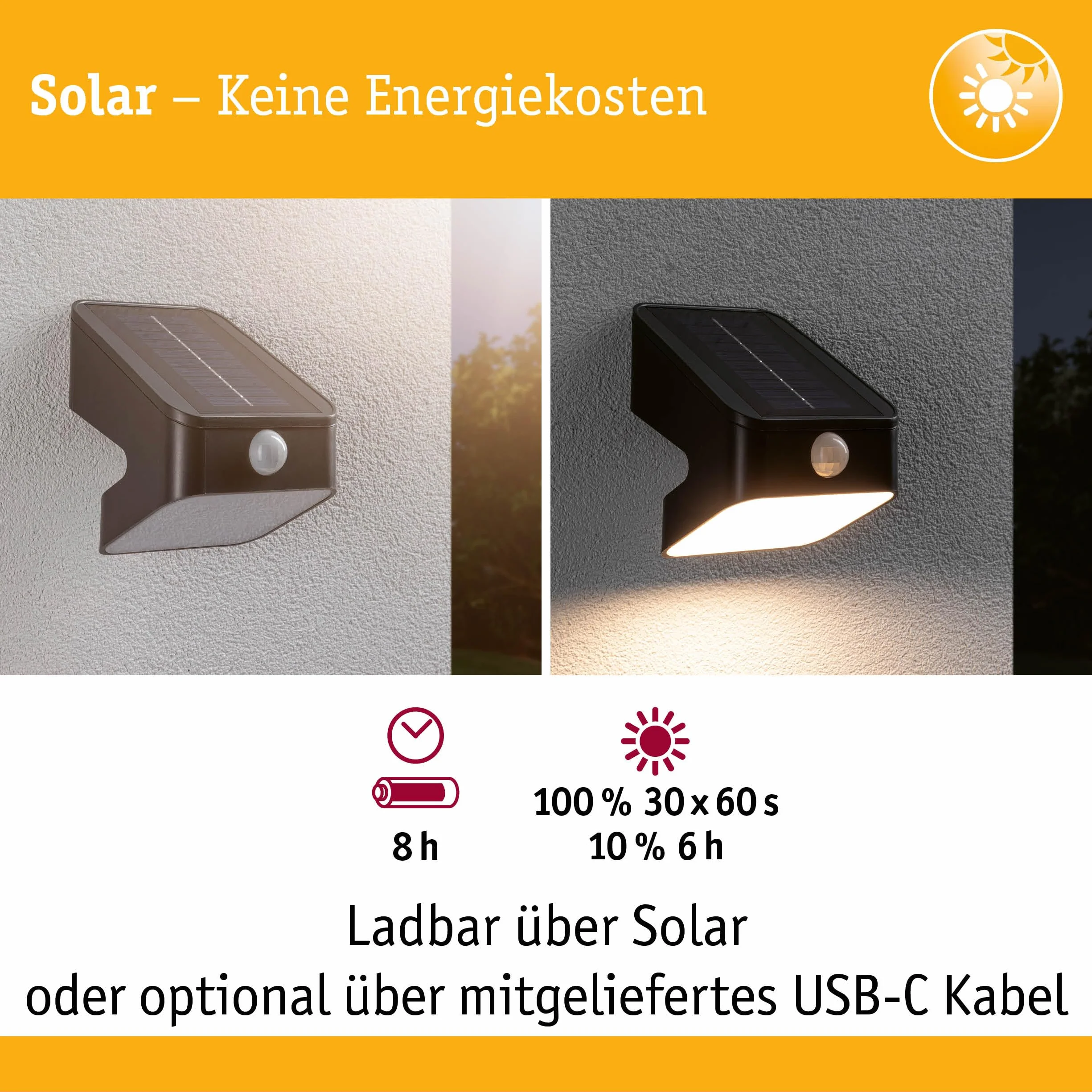 Paulmann 94608 Solarna myjka ścienna LED LeslyTwilight Controlled Motion Detector (IR) IP65Square 113x126mm3000K 5,5W 400lmantracyt plastik