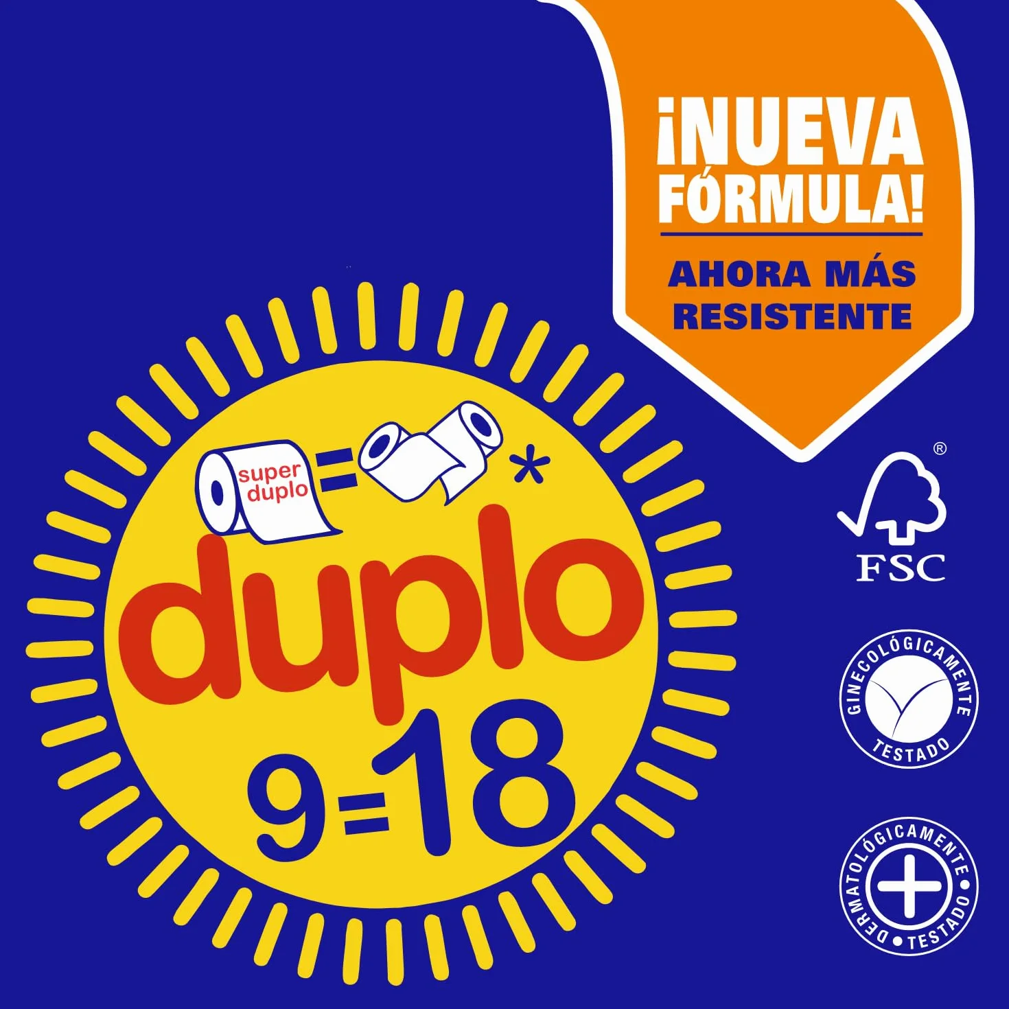 Renova Super Duplo Zestaw 9 rolek papieru toaletowego o podwójnej grubości, biały