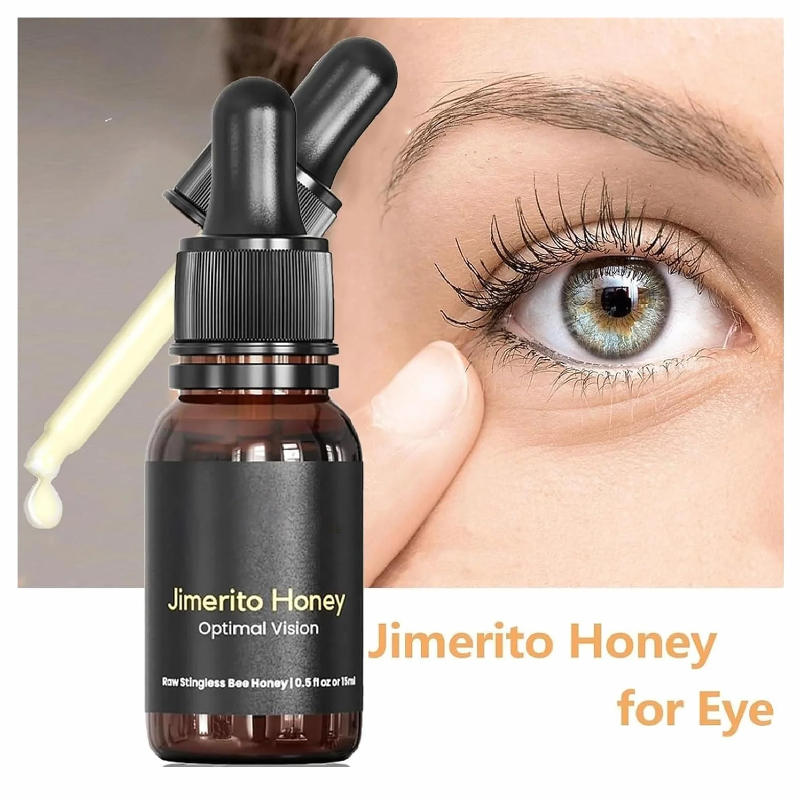 Krople Do Oczu Jimerito Honey, Miód Pszczeli Organiczny, Bezżądłowe Krople (3 Sztuki)