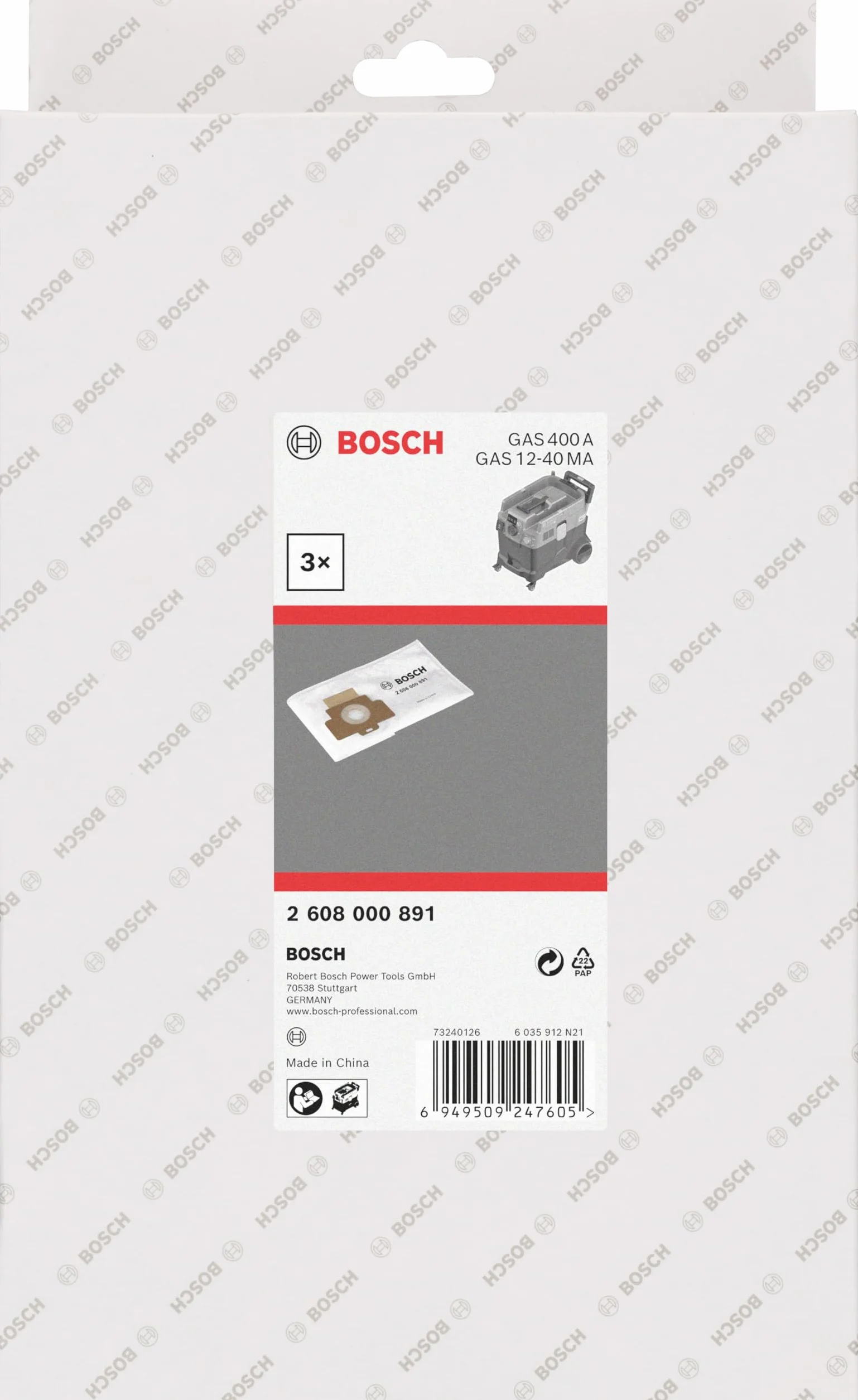 Bosch worek z włókniny PRO do GAS 400 A i GAS 12-40 MA akcesoria do odkurzacza