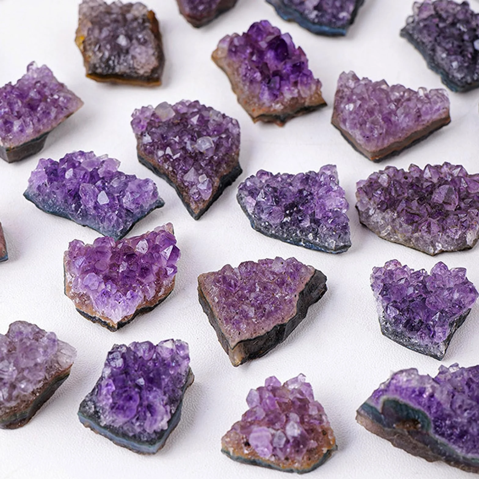 Amethyst Cluster Naturalny Kryształ Medytacyjny Głęboki Fioletowy Kamień Dom Praca