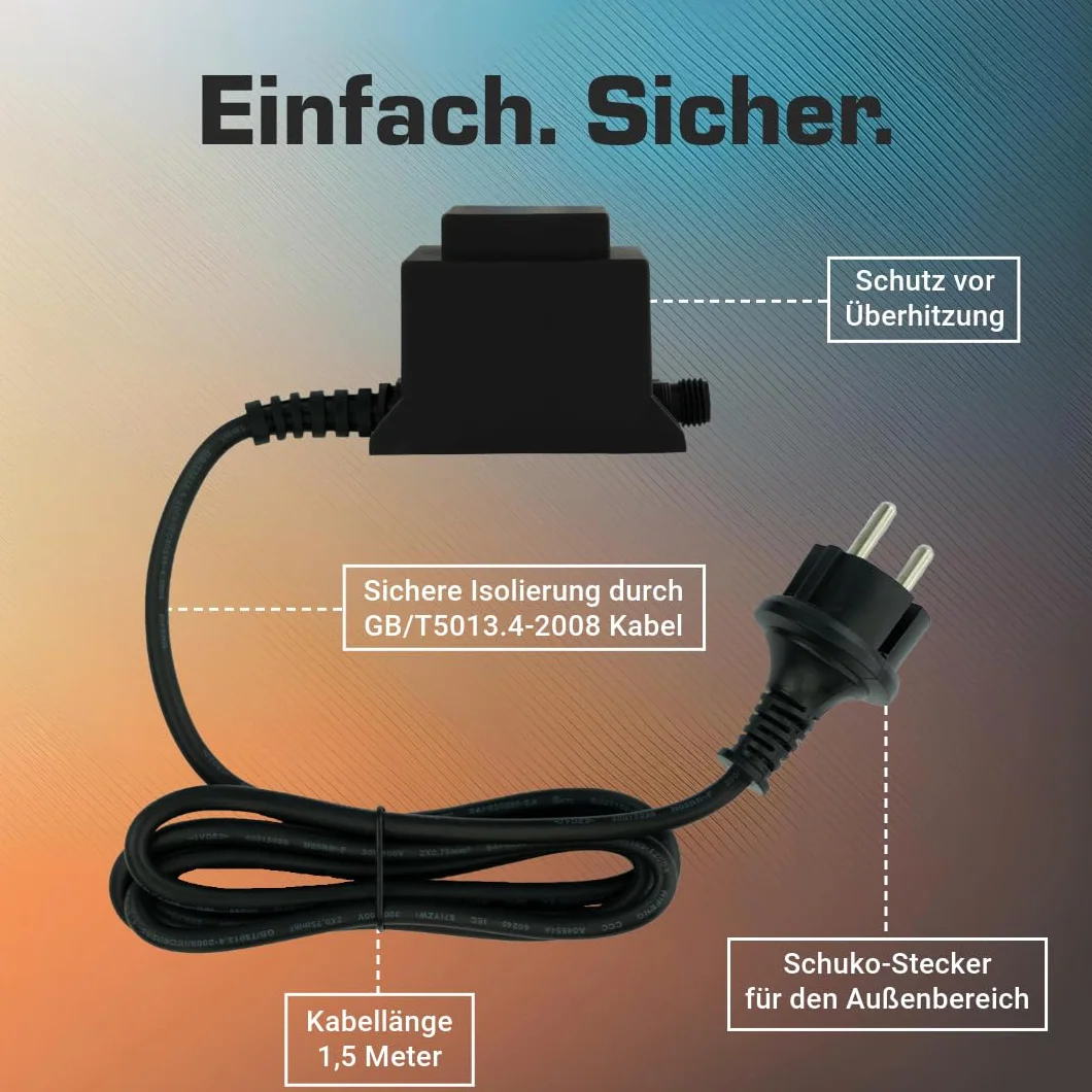KERRY ELECTRONICS Transformator 12V 60VA/W, AC/AC AC, do użytku zewnętrznego IP44, między innymi do oświetlenia LED i..