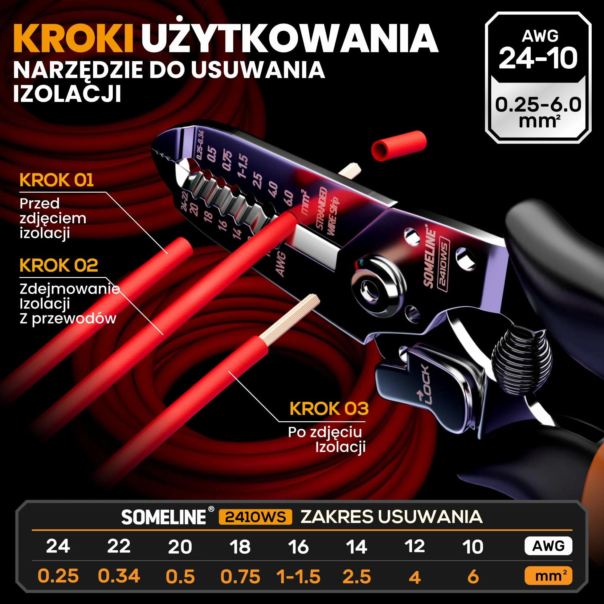 SOMELINE Zestaw Szczypiec Zaciskowych 0,34-6 mm² z 39 Końcówkami Kablowymi