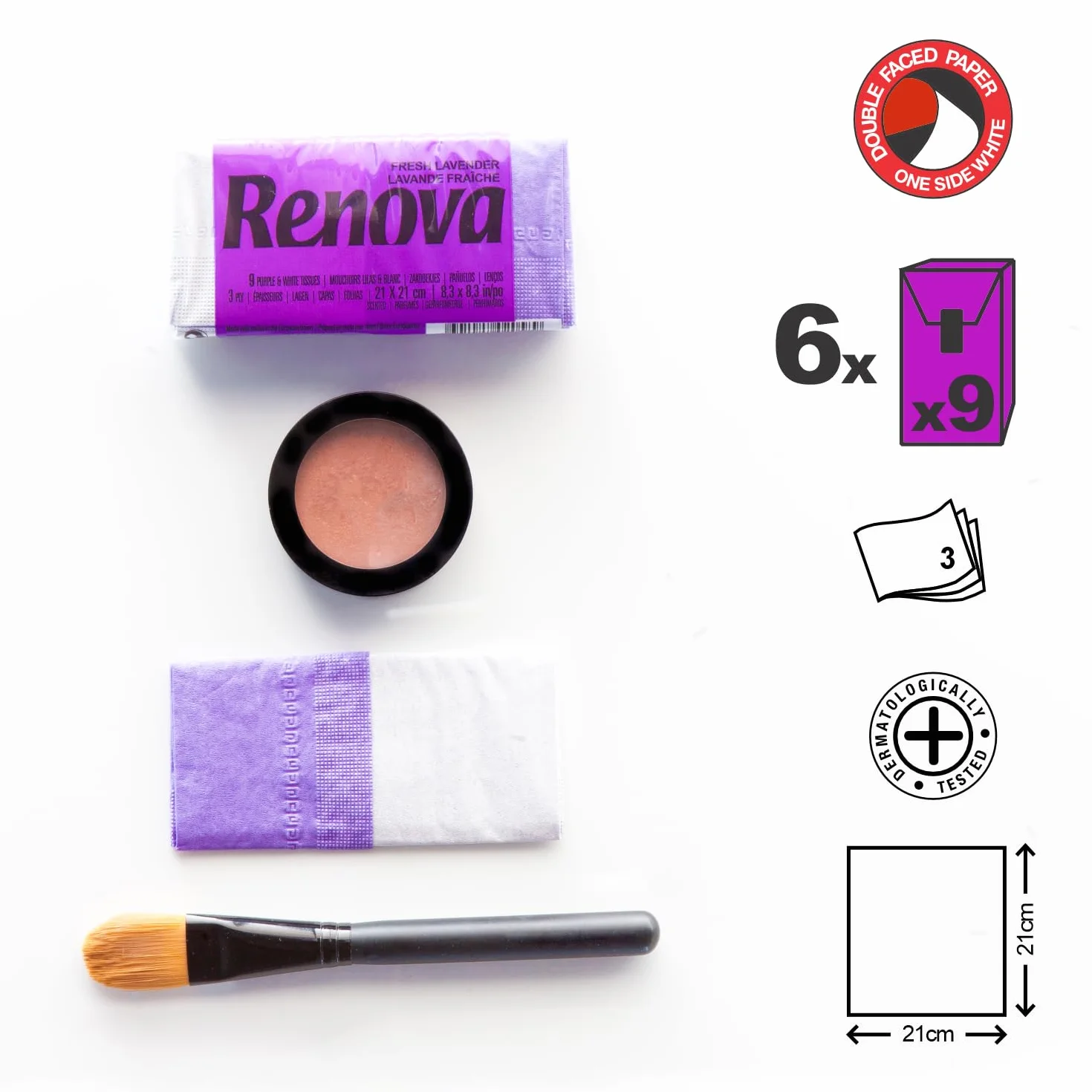 Renova Chusteczki higieniczne Red Label liliowy zapach lawendowy – 6 opakowań – [9 sztuk per pack]