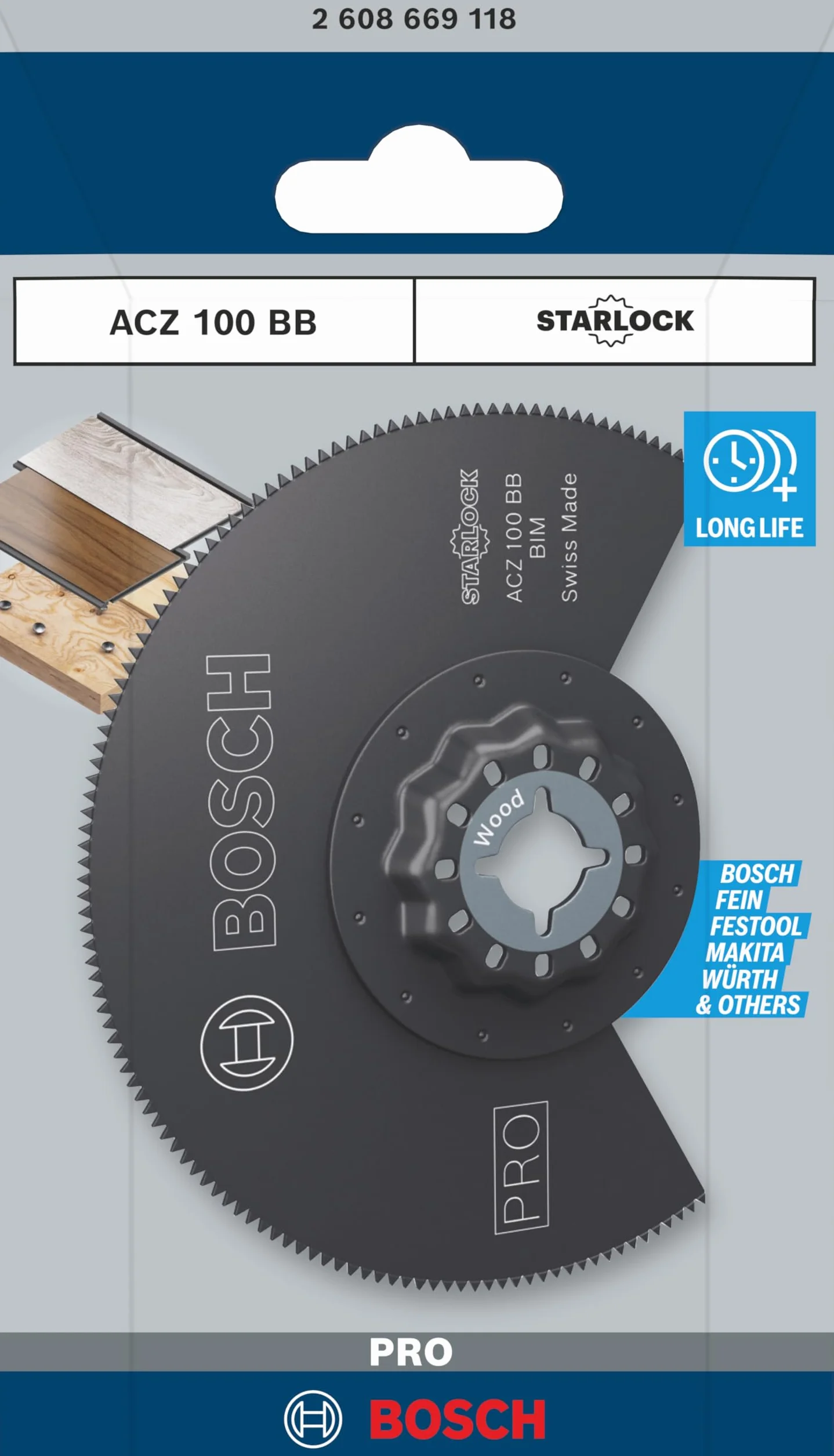 Bosch 1 x PRO Multi Material ACZ 100 BB arkusz do narzędzi wielofunkcyjnych (do kompaktowego laminatu winylowego, PCW, drewna z gwoździami, Ø 100 mm, profesjonalne akcesoria, narzędzie wielofunkcyjne)