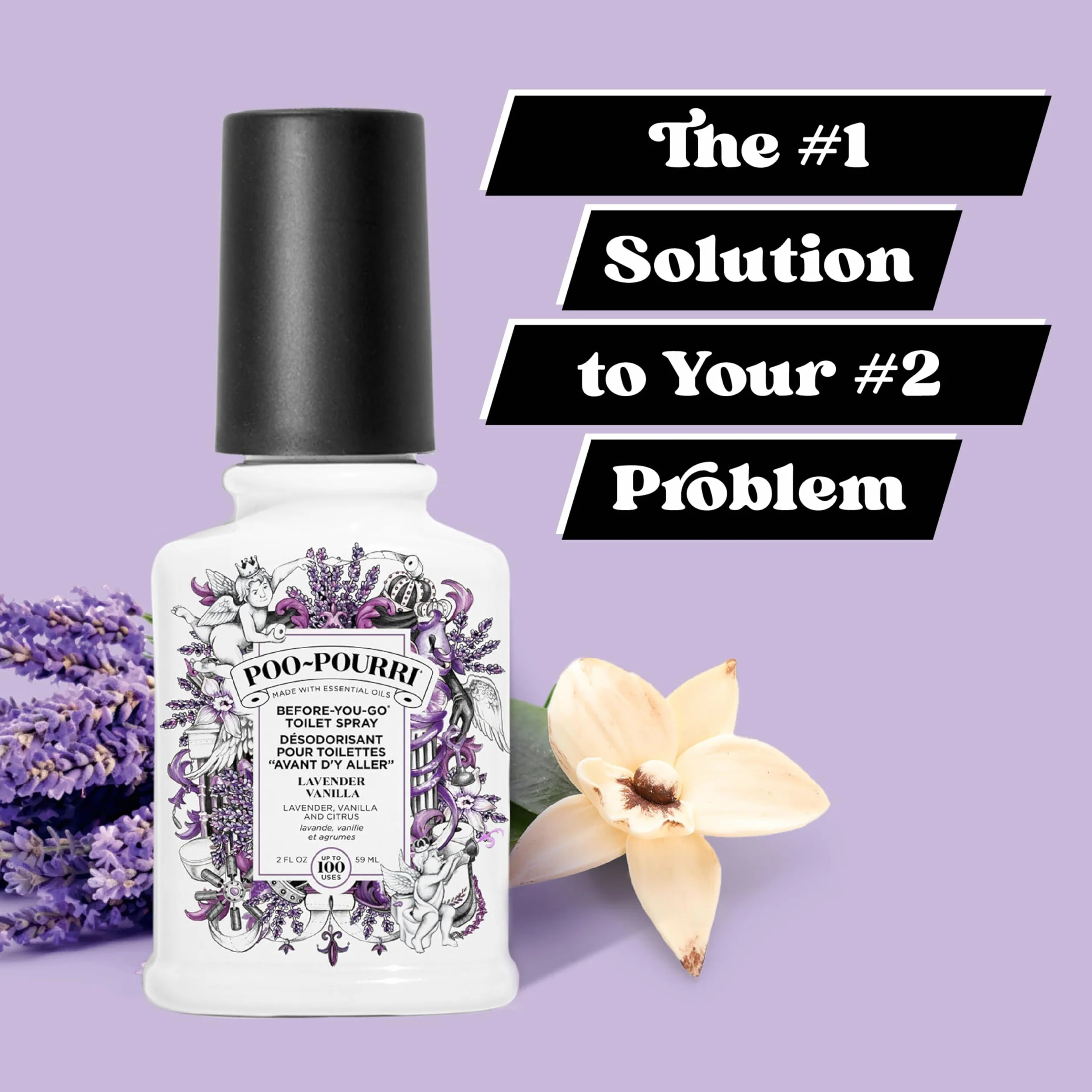 Poo-Pourri Lavender Vanilla Toilet Spray Eliminates Bathroom Odors, 59 ml