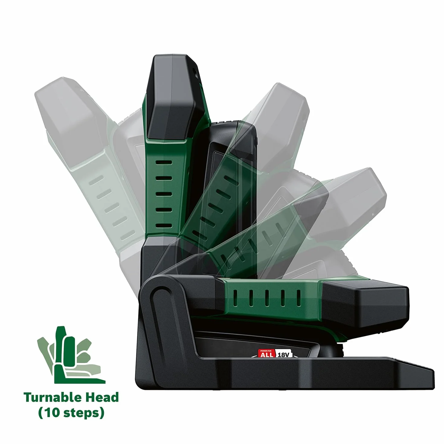 Bosch akumulatorowa lampa robocza LED/lampa budowlana/przenośny naświetlacz UniversalWorkLight 18V-2100 (maks 2100 lumenów, 3 ustawienia jasności, głowica składana w 10 stopniach, bez akumulatora)