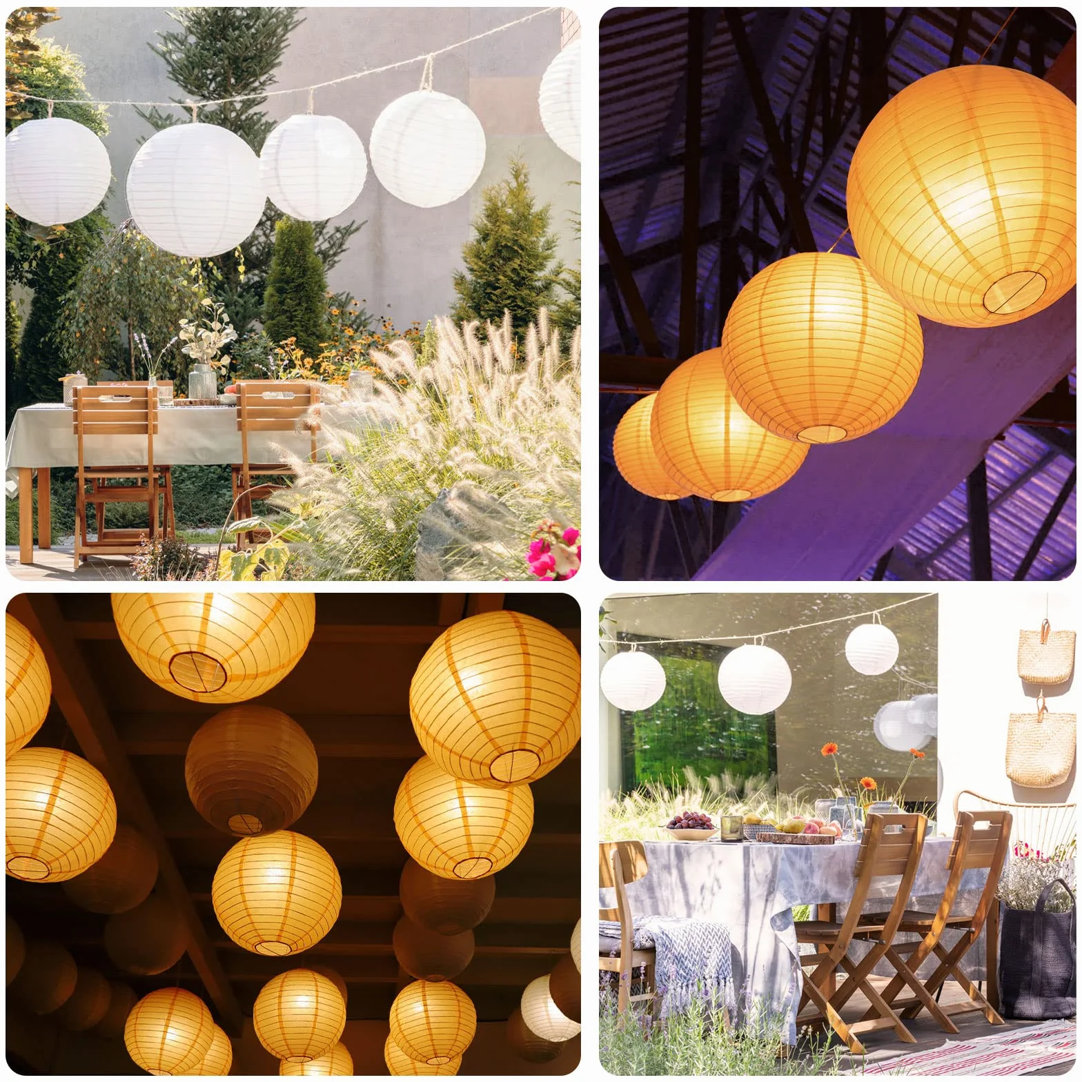 10 sztuk papierowych lampionów, białe lampiony z 10 sztukami białych diod LED, ciepłe białe światło, latarnia, abażur na wesele, imprezę, urodziny, dekoracja