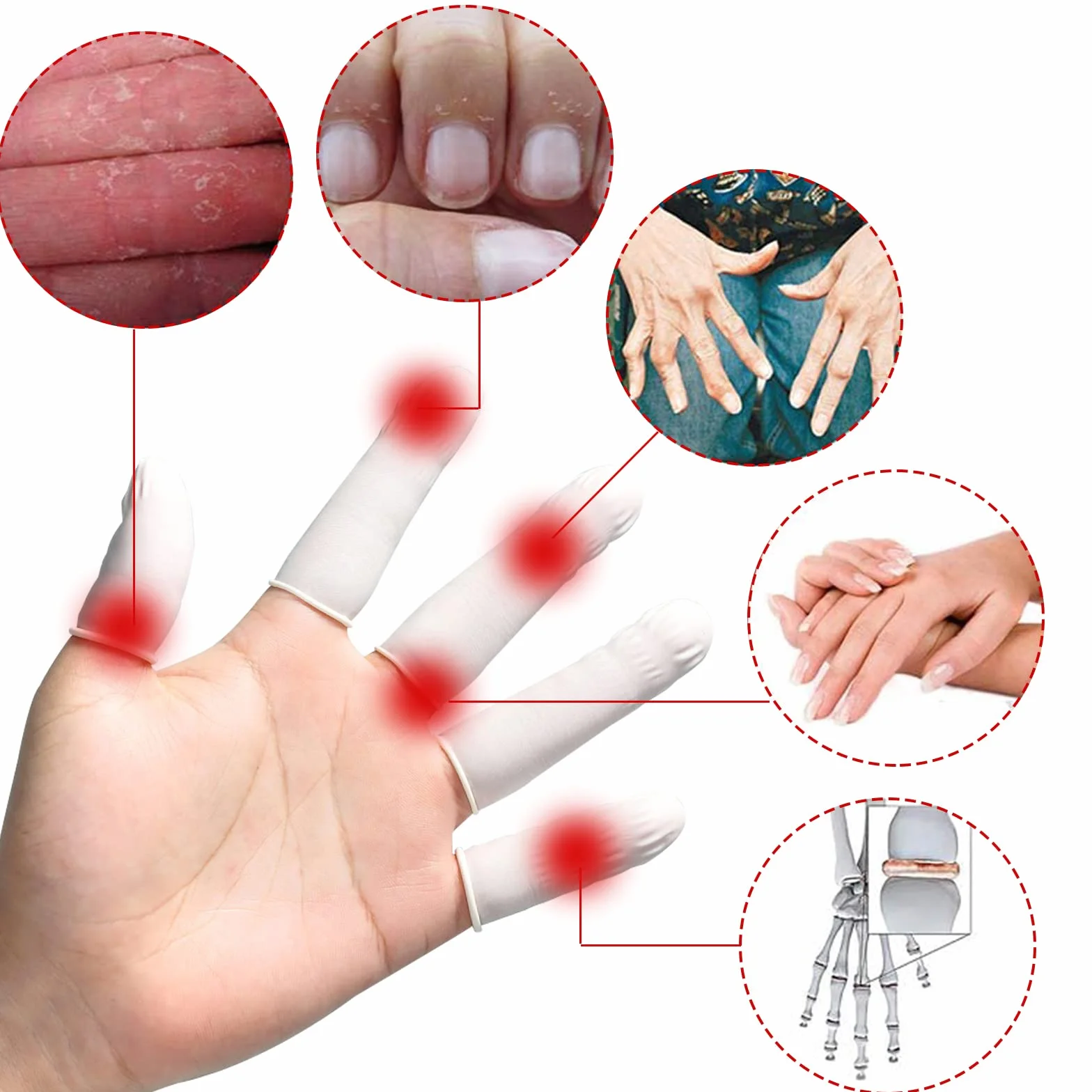 Gumowy palec, lateksowy palec, silikonowy palec, ochraniacz na palce, lateksowe palce, ochraniacze na palce żelowe, białe lateksowe palce walcowane, jednorazowe zastosowanie, antystatyczne, ochrona
