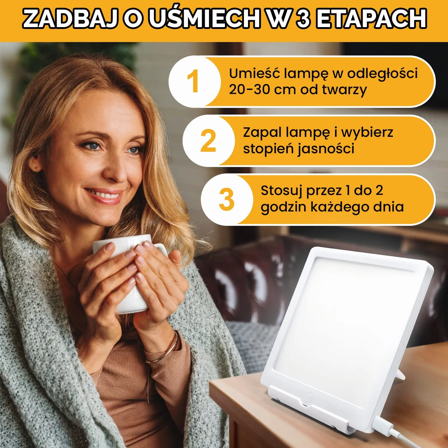 Lampa do światłoterapii 10000 Lux - Więcej Energii Każdego Dnia – Światłem O Pełnym Widmie - Poprawia Nastrój I Morale