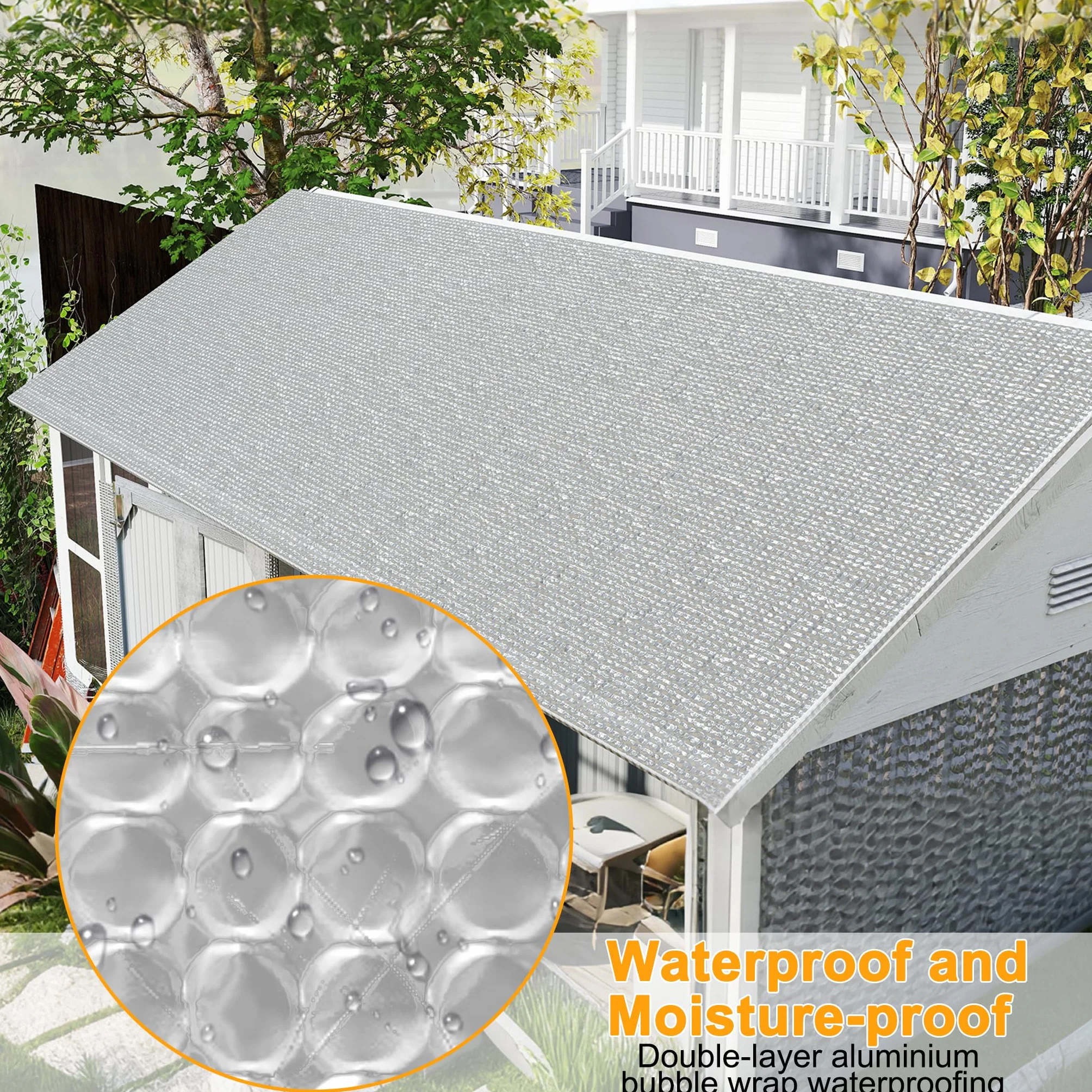 HENGMEI Folia izolacyjna, podwójna folia aluminiowa, izolacja domu, 3-4 mm, taśma izolacyjna do izolacji cieplnej i zimnej, 100 cm x 30 m