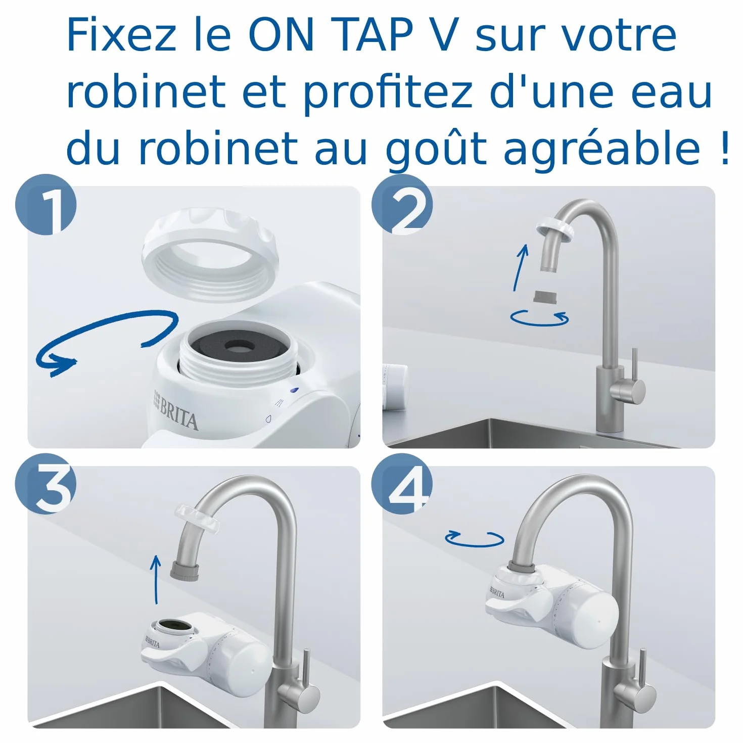 BRITA ON TAP V filtr do wody z kranu redukuje chlor PFAS metale wskaźnik czasu trwałości filtra