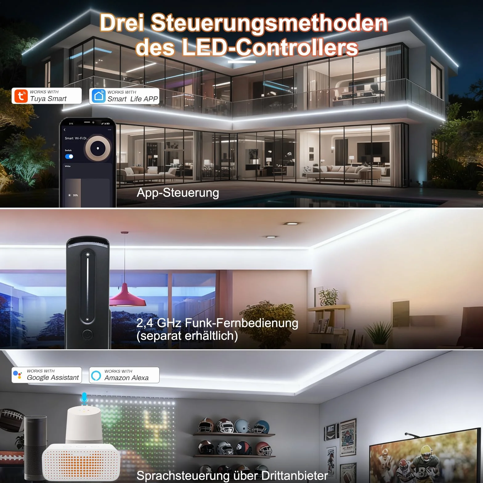 Ściemniacz LED WiFi Single Colour 12 V/24 V – Smart Home Controller z aplikacją Tuya/Smart Life, automatyczne przełączanie Bluetooth, moc 15 A, 2 x V +/V, 2,4 G RF Touch pilot zdalnego sterowania z