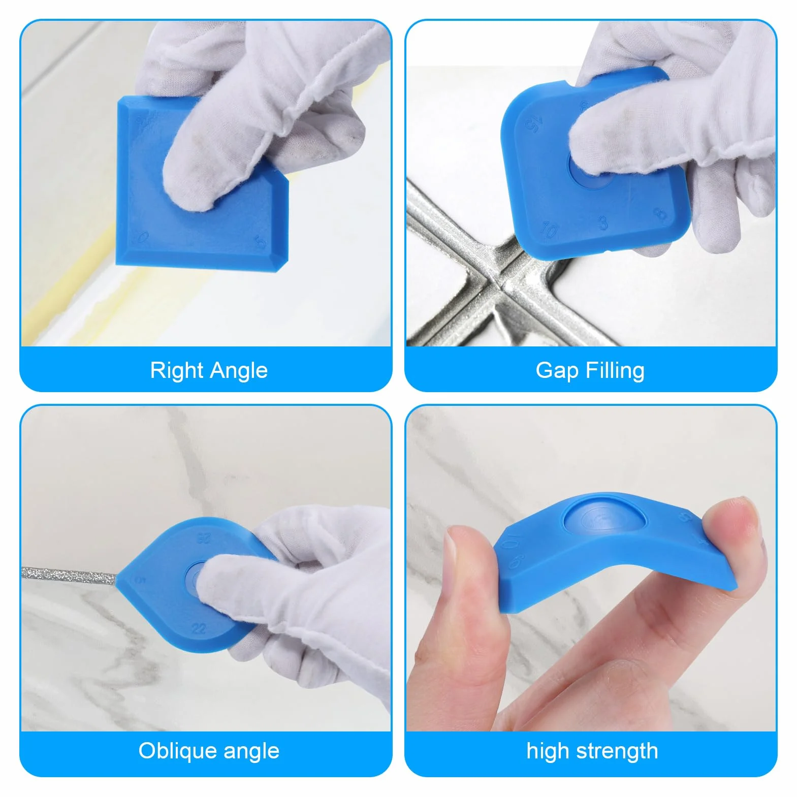 Zestaw 10 narzędzi do skrobaków, 4 ściągacze metalowe, 5 wygładzaczy silicone, 1 skrobak z tworzywa sztucznego, 1 ściągacz fug silicone, narzędzie do usuwania silikonu