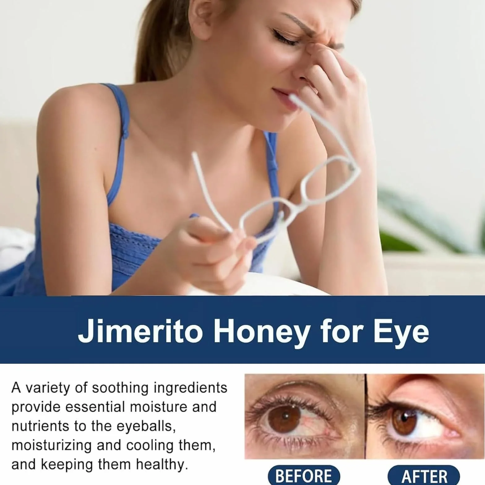 Krople Do Oczu Jimerito Honey, Miód Pszczeli Organiczny, Bezżądłowe Krople (3 Sztuki)