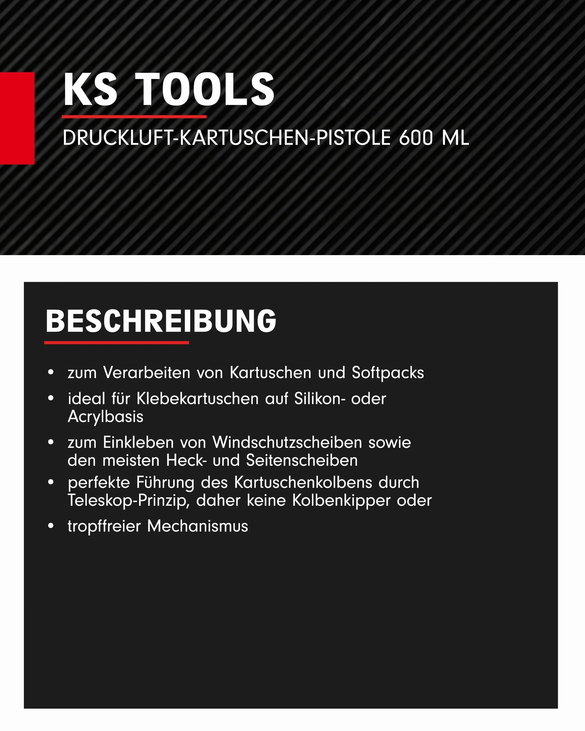 KS Tools 515.1985 Pistolet pneumatyczny do kartuszy 600 ml