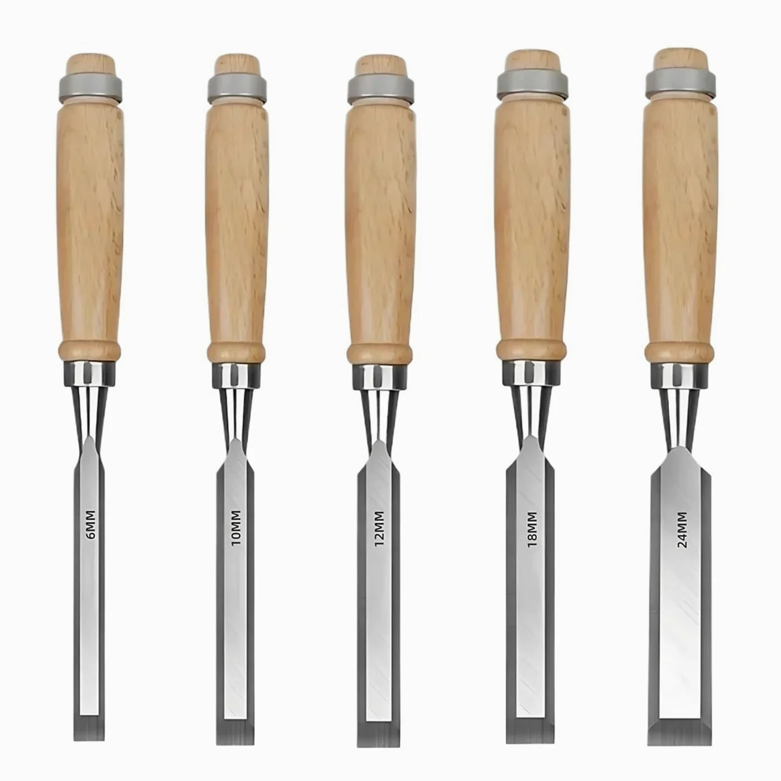 1/5 Sztuk Instrukcja Rzeźba W Drewnie Zestaw Narzędzi Do Dłuta Ręcznego Stolarze Obróbki Drewna Narzędzia DIY(5pcs 6 10 12 18 24mm)