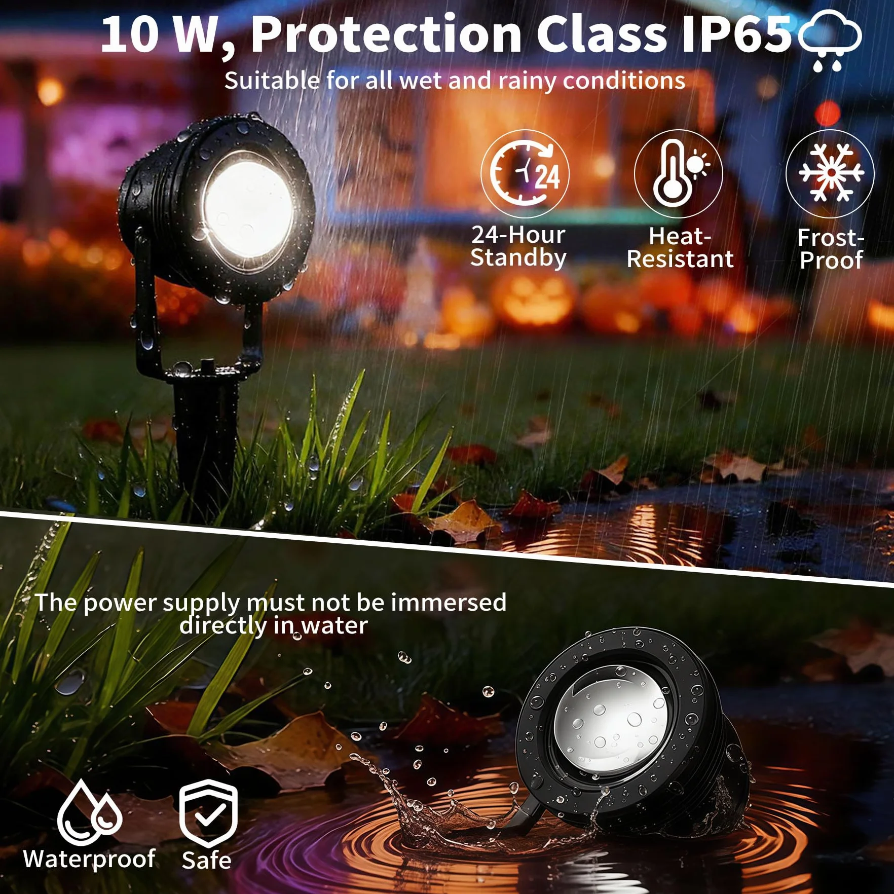 4 x 10 W RGB Zewnętrzny reflektor LED, światło ogrodowe LED, ciepła biała dekoracyjna lampa do ogrodu, podwórka, podjazdu [klasa efektywności energetycznej A+]