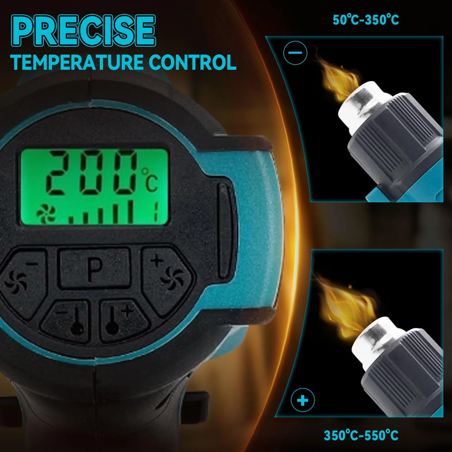 Makita Akumulator do pistoletu na ciepłe powietrze 18 V 550°C 5 dysz LCD