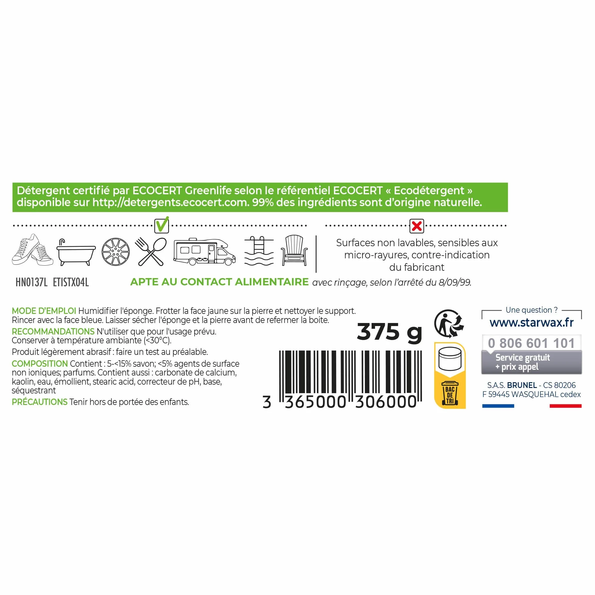 STARWAX Soluvert rozpuszczalnik do czyszczenia białego kamienia, 375 g, 99% naturalnego pochodzenia, w doniczce, odtłuszczony, polerowany, do użytku wewnątrz i na zewnątrz, łatwe zastosowanie