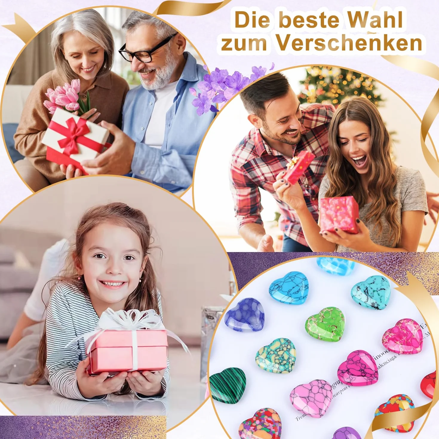 Nuyoah Kamienie szlachetne dla dzieci, 31 szt., kolorowe kamienie w kształcie serca, naturalne kryształy, kamienie szczęścia, kamienie lecznicze, kryształy szlachetne, do terapii kryształów