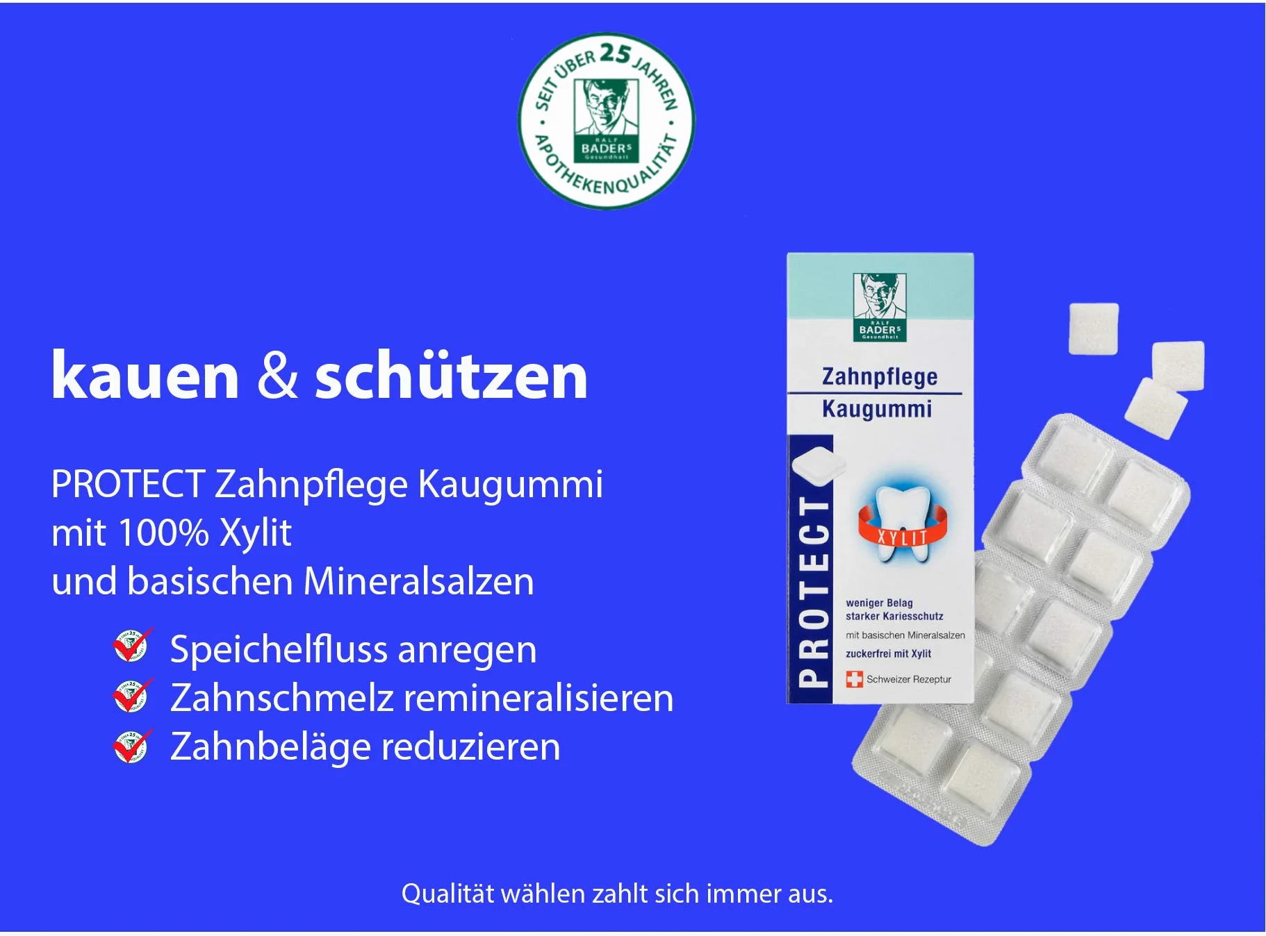Ralf BADERs Gesundheit guma do żucia z ksylitolem 3 x 20 kwadratów