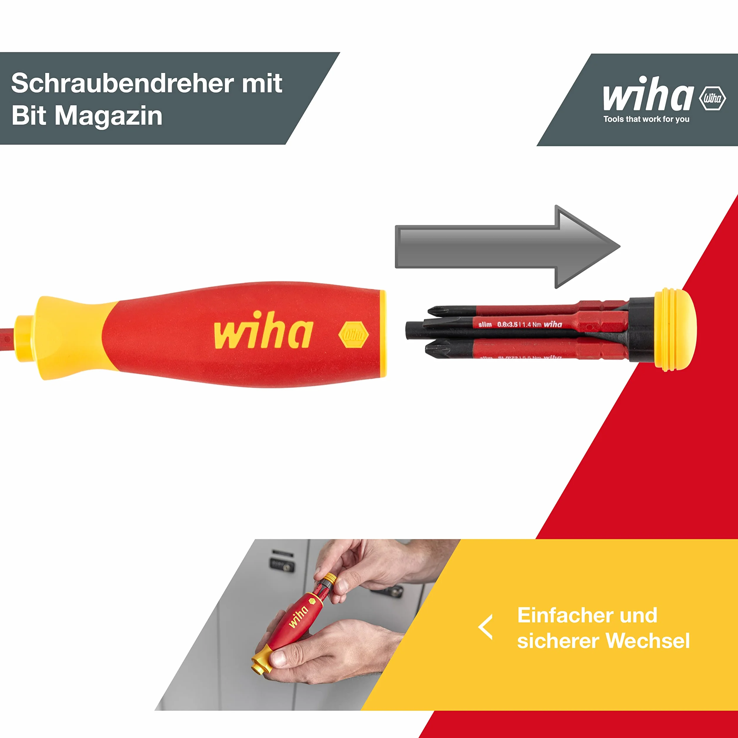 Wiha Pocketmax Zestaw Wkrętak z Bitami, Żółty/Czerwony, 4 Elementy