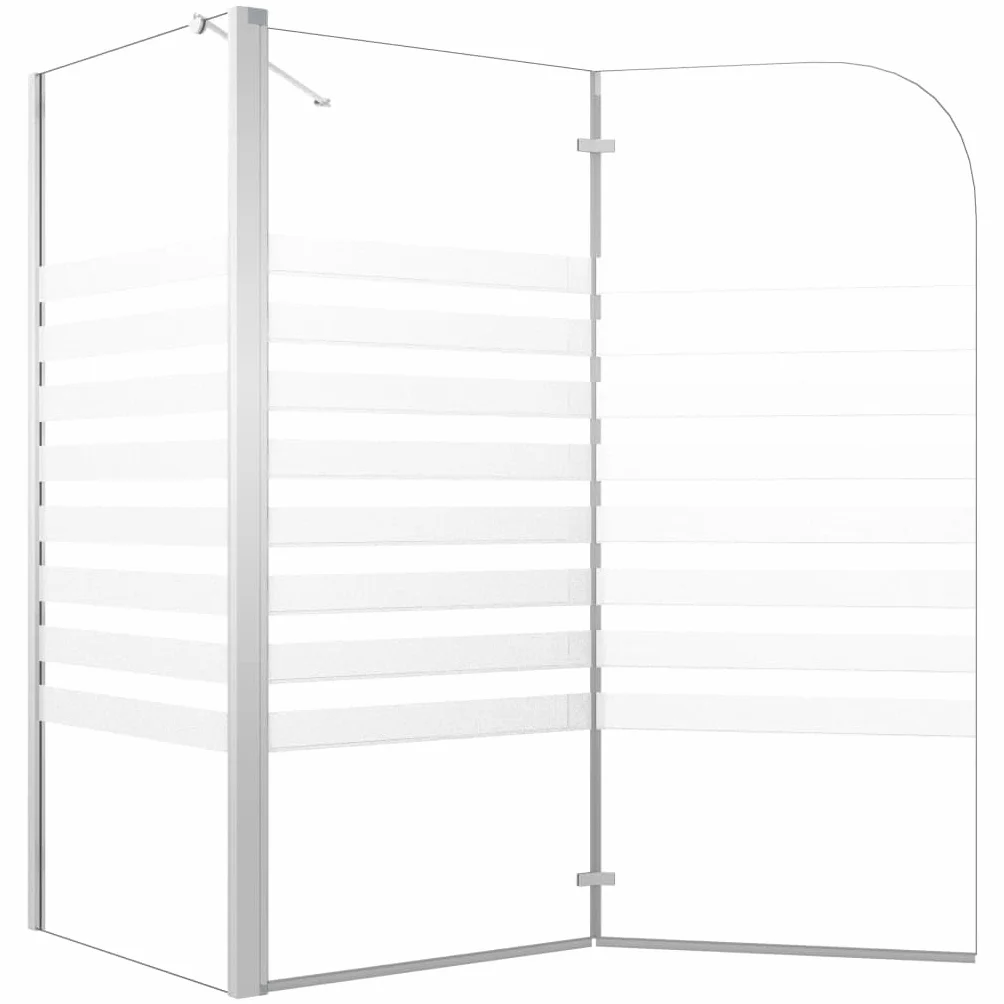 Kabina prysznicowa 120 x 68 x 130 cm szkło hartowane w paski, składana ścianka wanny z hartowanego szkła z profilami aluminiowymi, składana konstrukcja zapewnia łatwy dostęp, w zestawie podpórka