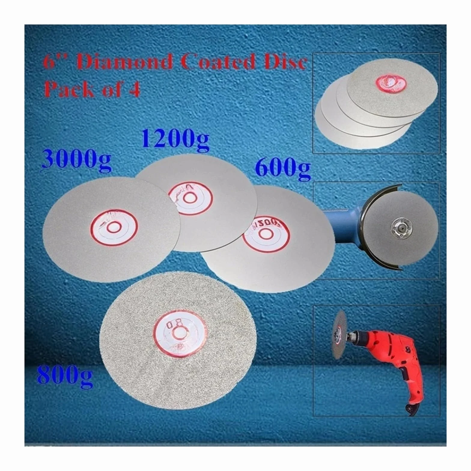 4pcs 6" Diamond Polishing Disc 600/800/1200/3000 Grit Flat Lap Parallel Grinding Wheel Lapping Grinding Disc Tool Polishing Laps