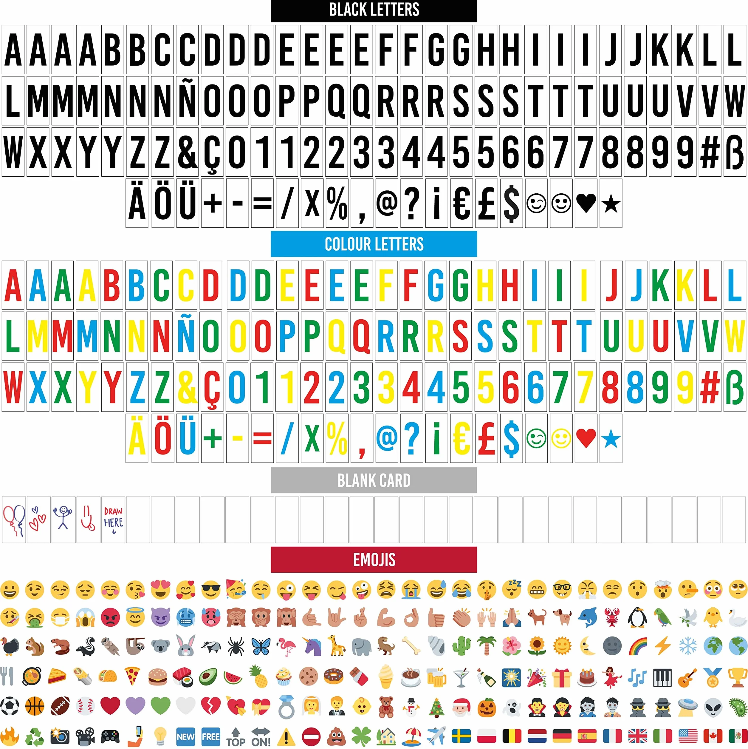 BONNYCO A4 Kinowy Lightbox Zmieniający Kolor 400 Liter Symboli Emoji Pilot 2 Markery LED 16 Kolorów