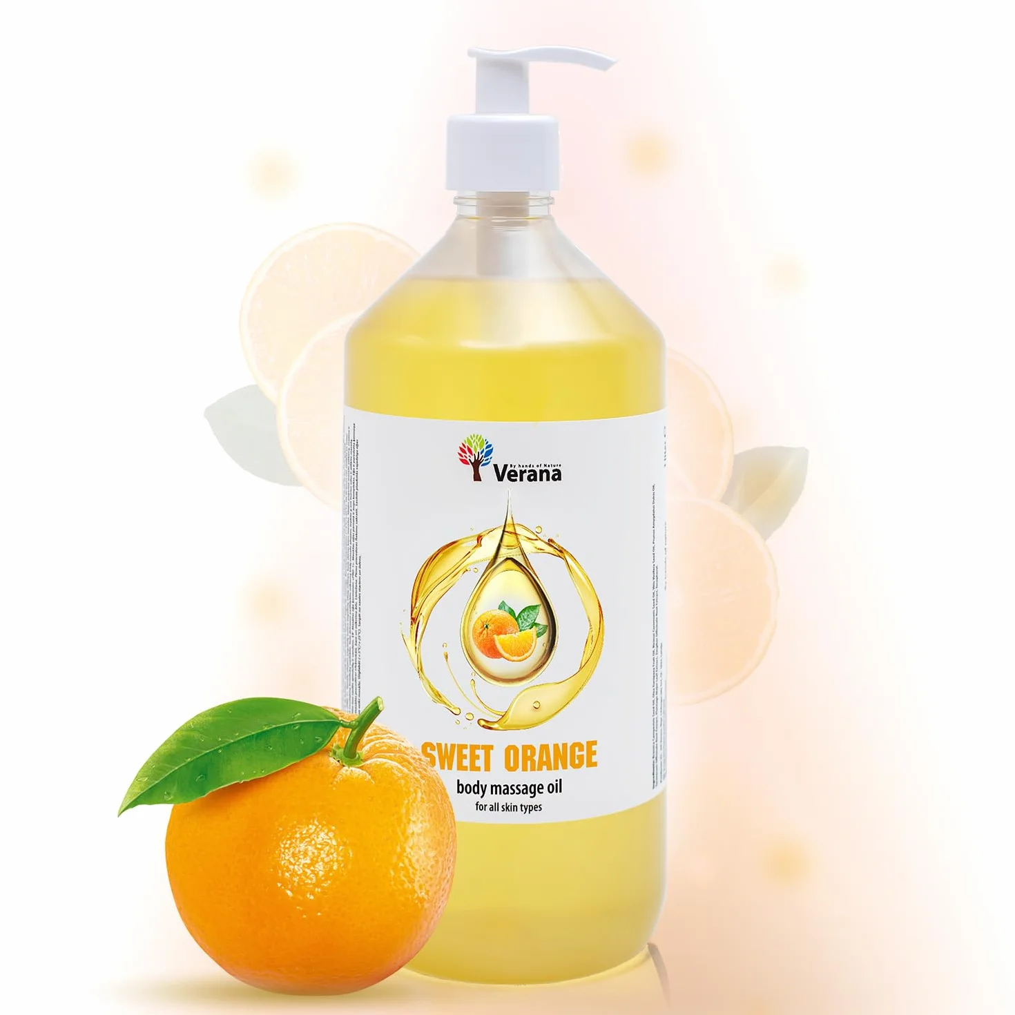 Verana Olejek do Masażu Słodka Pomarańcza 1L Naturalny do Ciała Anty Cellulitowy
