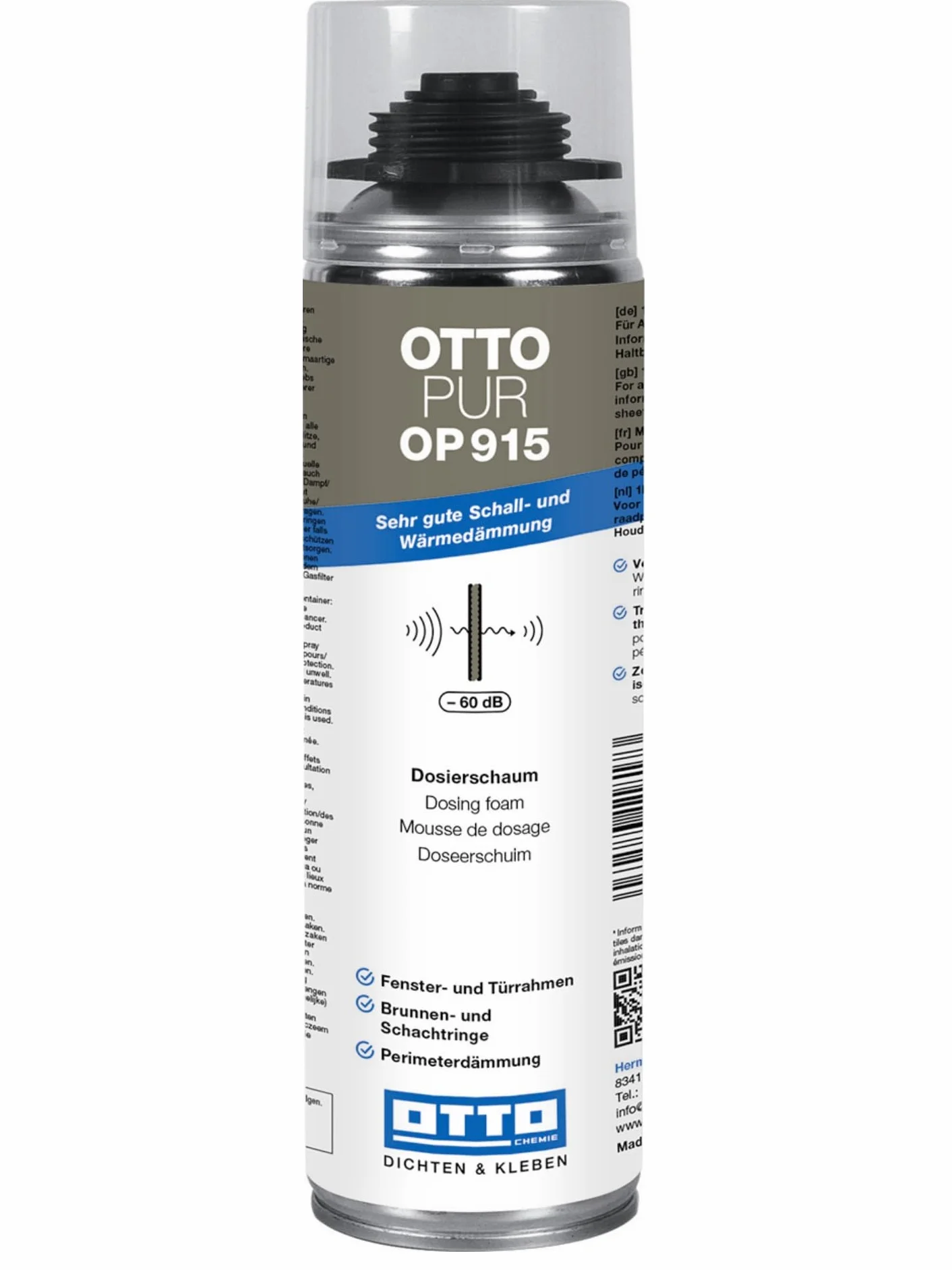 12 x OTTO-PUR OP915 500 ml pianka montażowa do wypełniania, izolacji i izolacji, szczelna i wodoodporna pianka budowlana, pianka do studni, izolacja akustyczna 60 dB do pistoletów piankowych
