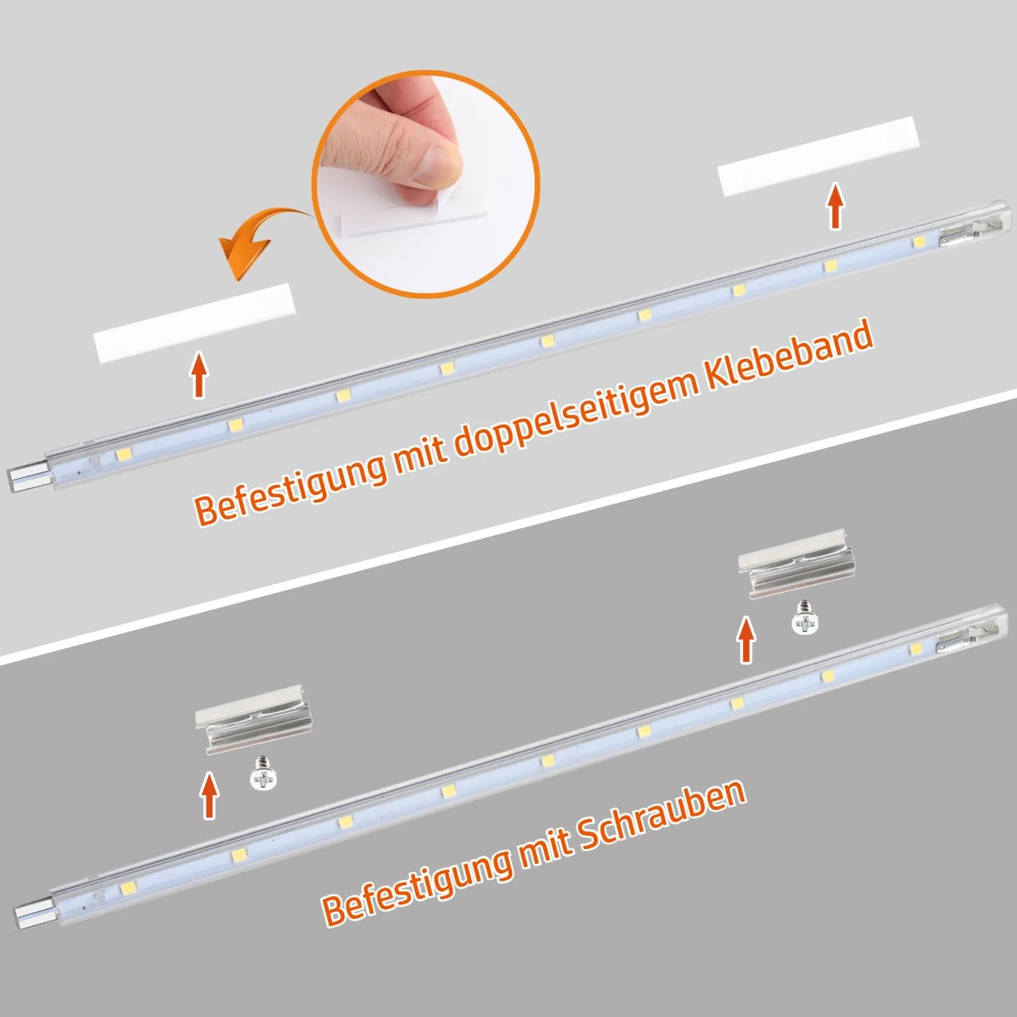 da LIGHT Lampa podszafkowa LED z przełącznikiem, 8,5 W, 760 lm, 6000 K, zimna biel, listwa świetlna, lampa kuchenna, oświetlenie witryn, oświetlenie szafy z paskami 6 x 26 cm, do kuchni, szafy,