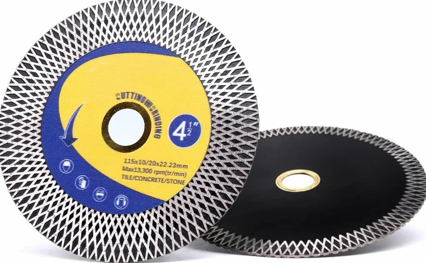 Diamentowe tarcze tnące do szlifierki kątowej， 1 sztuka 4,5" 115mm Diamentowa tarcza tnąca do płytek Porcelana Ceramiczna diamentowa tarcza szlifierska Cięcie piłą na sucho Mokro do marmuru, 2 sztuki(