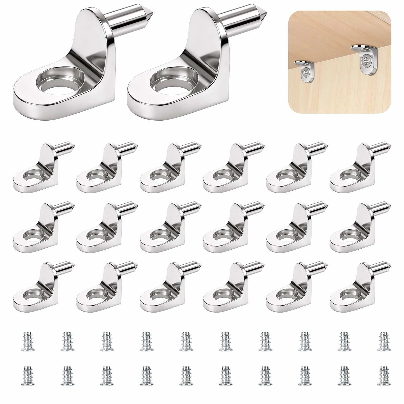 20 szt. metalowych śledzi podtrzymujących półki, 5 mm w kształcie litery L szpilki do półek z litego stopu, wsporniki do półek do szafek kuchennych, kołki do półek do szafek kuchennych, regałów