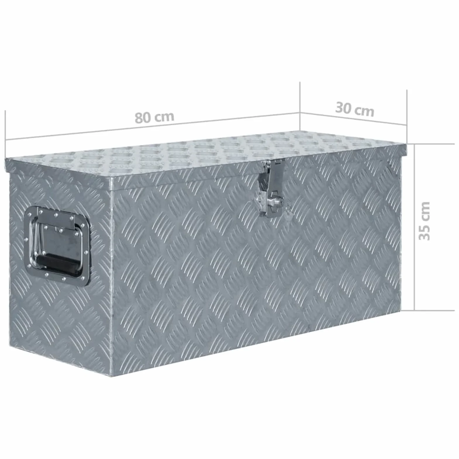 ShGaxin Aluminiowa skrzynka 80x30x35 cm srebrna, metalowa skrzynka narzędziowa, skrzynka narzędziowa, aluminiowa skrzynka 142939