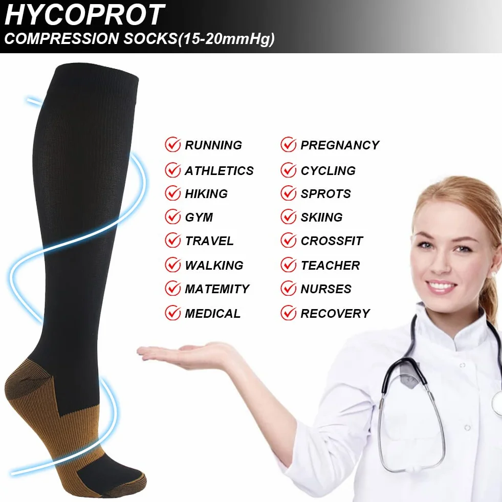 HYCOPROT Skarpety Uciskowe 15-20 mmHg 3 Pary Dla Sportowców Bieganie