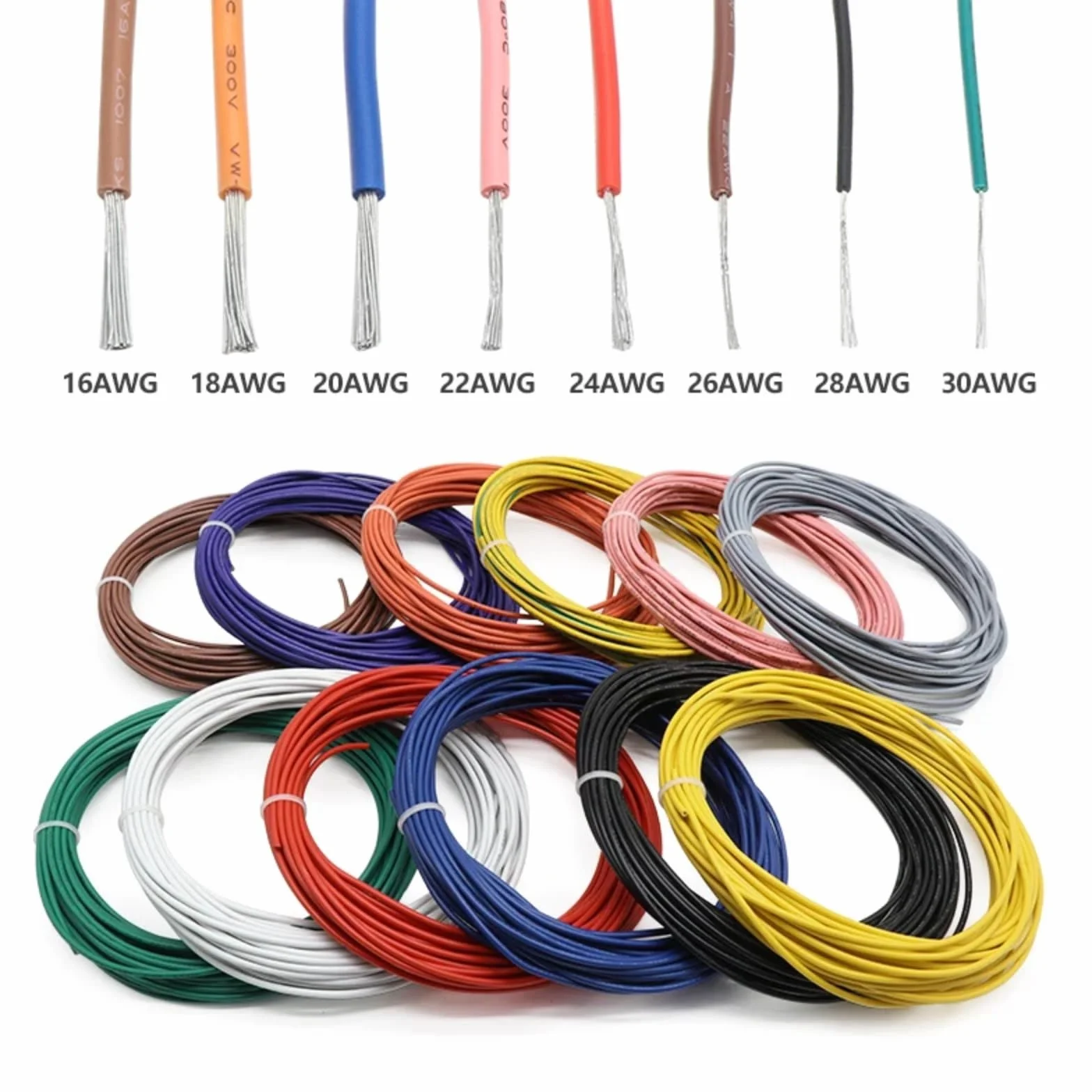 12 kolorów 1007 skręcany drut 5/10 m 30/28/26/24/22/20/18/16AWG PVC izolowany kabel miedziany odpowiedni (fioletowy; 5 metrów; 30AWG)