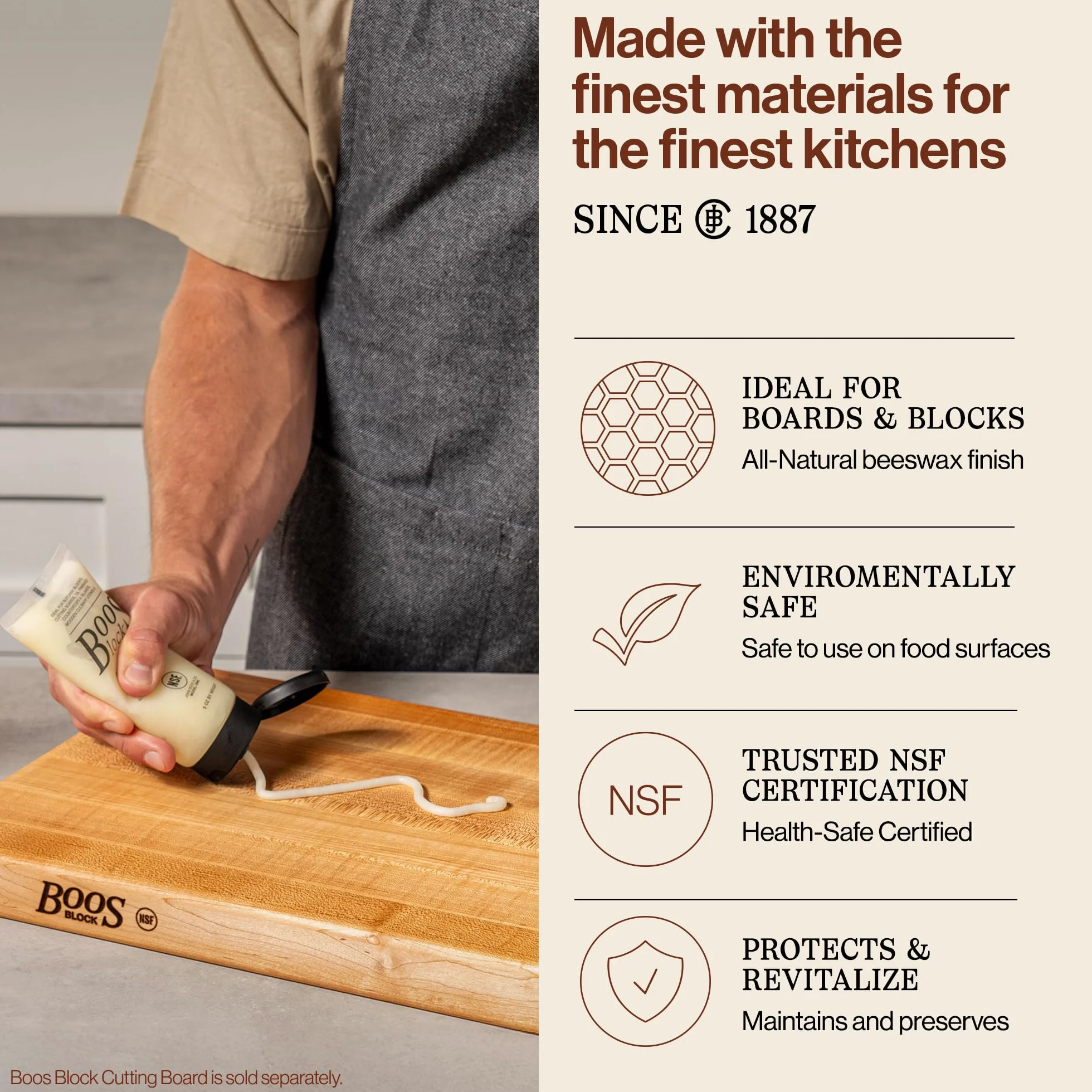 John Boos Butcher Block Board kremowy, 213 ml, kremowy