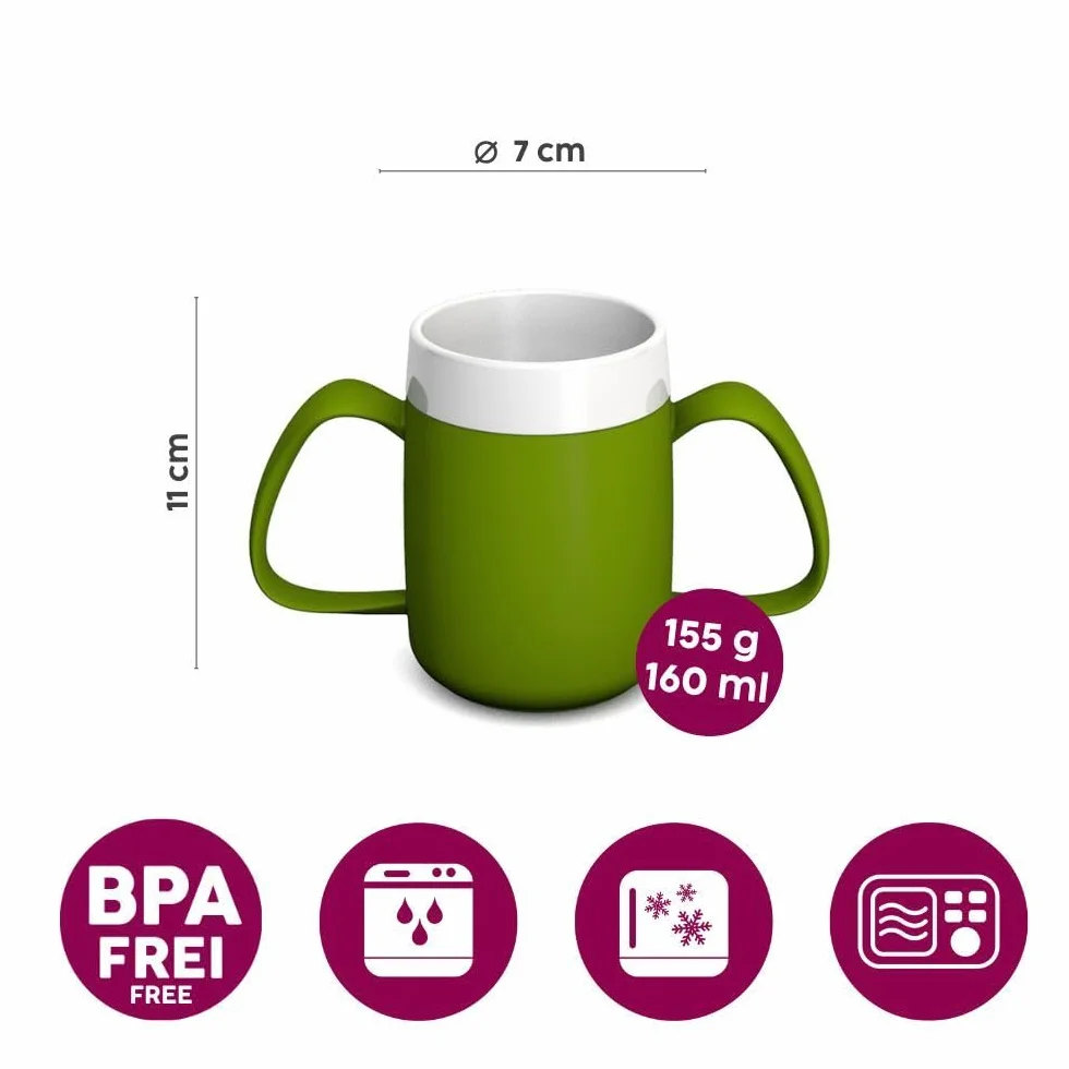 Ornamin Kubek z dwoma uchwytami ze stożkiem wewnętrznym, 140 ml, żółty, z wylewką i małym otworem (model 815 + 806) | pomoc do picia