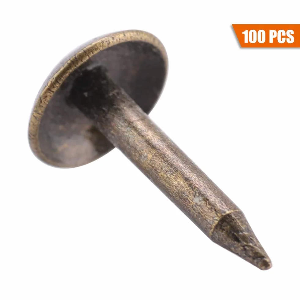 GOTOTOP Zestaw 100 zabytkowych gwoździ tapicerskich, zestaw przypinek do mebli dekoracyjnych Pin na kciuk Pins do drewna DIY (6 x 12 mm)