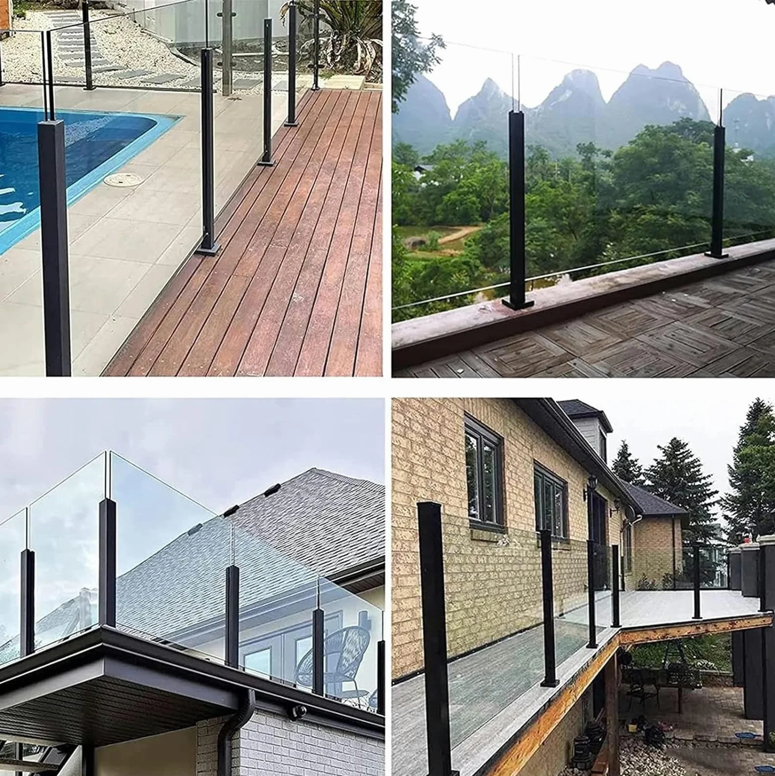 Szklany słupek poręczy do schodów wewnętrznych, pionowe szklane tralki do ogrodzenia, kolumna szklana, do willi, loftu, schodów, nowoczesny system balustrad bezpieczeństwa