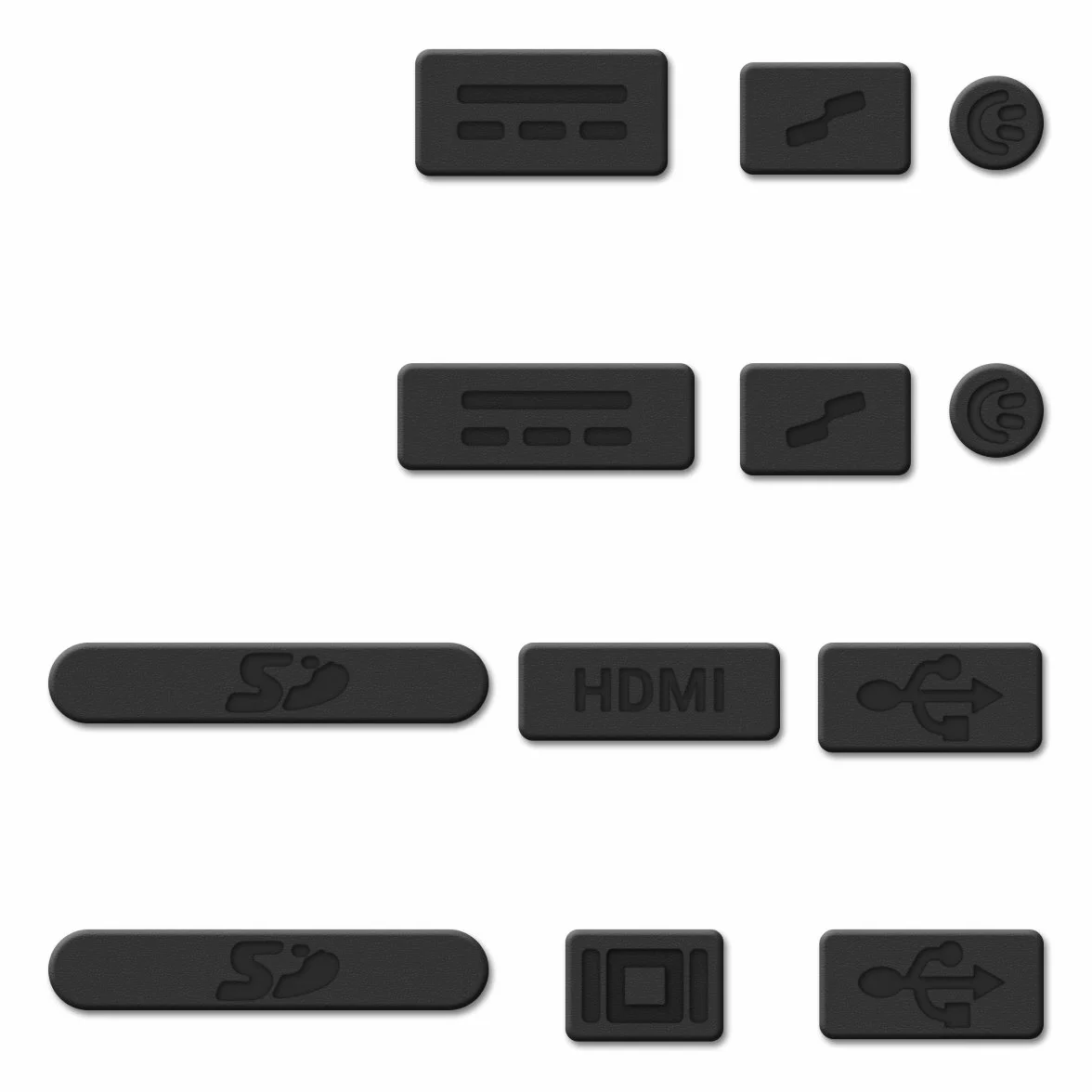 kwmobile 12 x osłona przeciwpyłowa kompatybilna z Apple MacBook Pro 13" 15" Retina/Air 11" 13" (od połowy 2011 do połowy 2016) – zatyczka do wtyczki Dust Plug wtyczka przeciwpyłowa czarna
