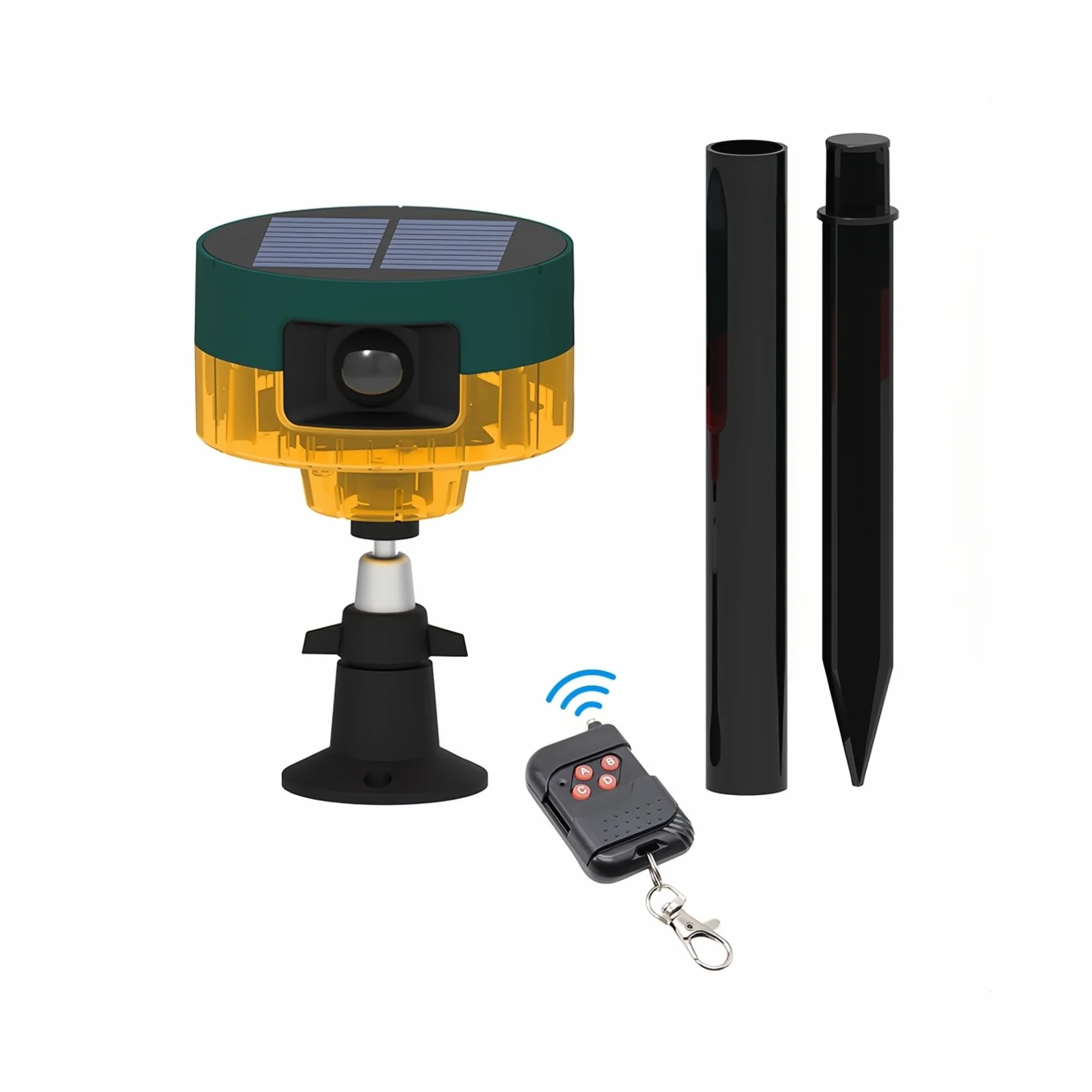 Alarm słoneczny z zewnętrznym czujnikiem ruchu 360° LED Lampa ostrzegawcza z pilotem