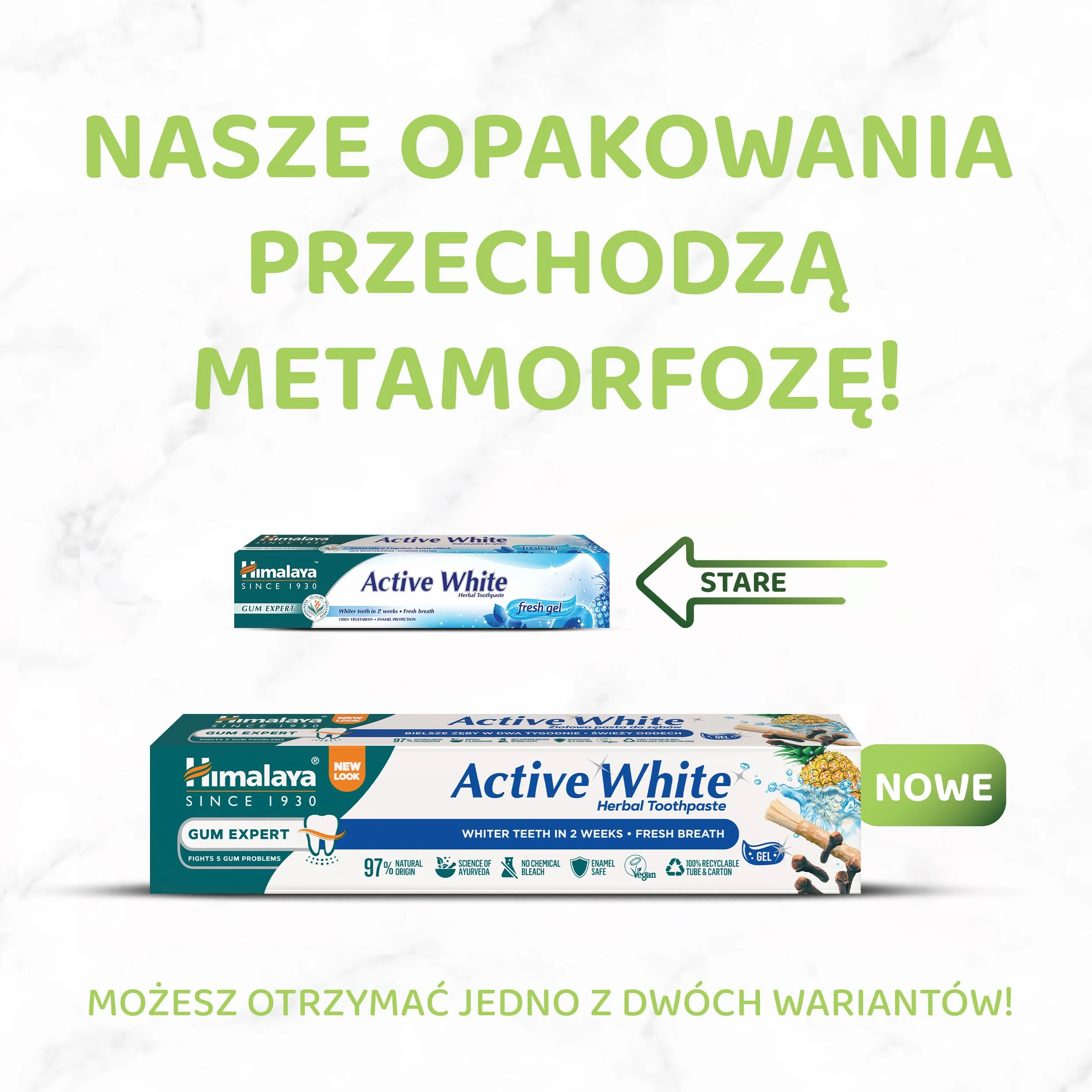Himalaya Active White Fresh Gel, naturalne substancje ściągające bielsze i lśniące zęby, długotrwały, świeży oddech, 75 ml