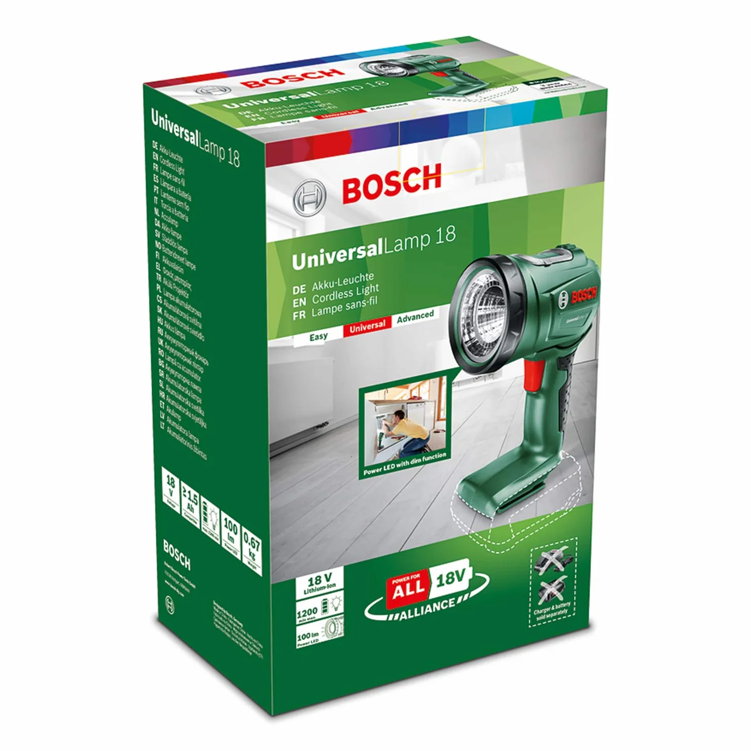 Bosch Home And Garden 06039A1100 Lampa, Czarny/Zielony, ‎19,7 x 12,8 x 8,3 cm; 9,07 g