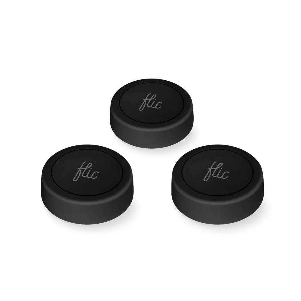 Flic Smart Przycisk Czarny 3 sztuki sterowanie światłem muzyką kompatybilny Alexa HomeKit Matter